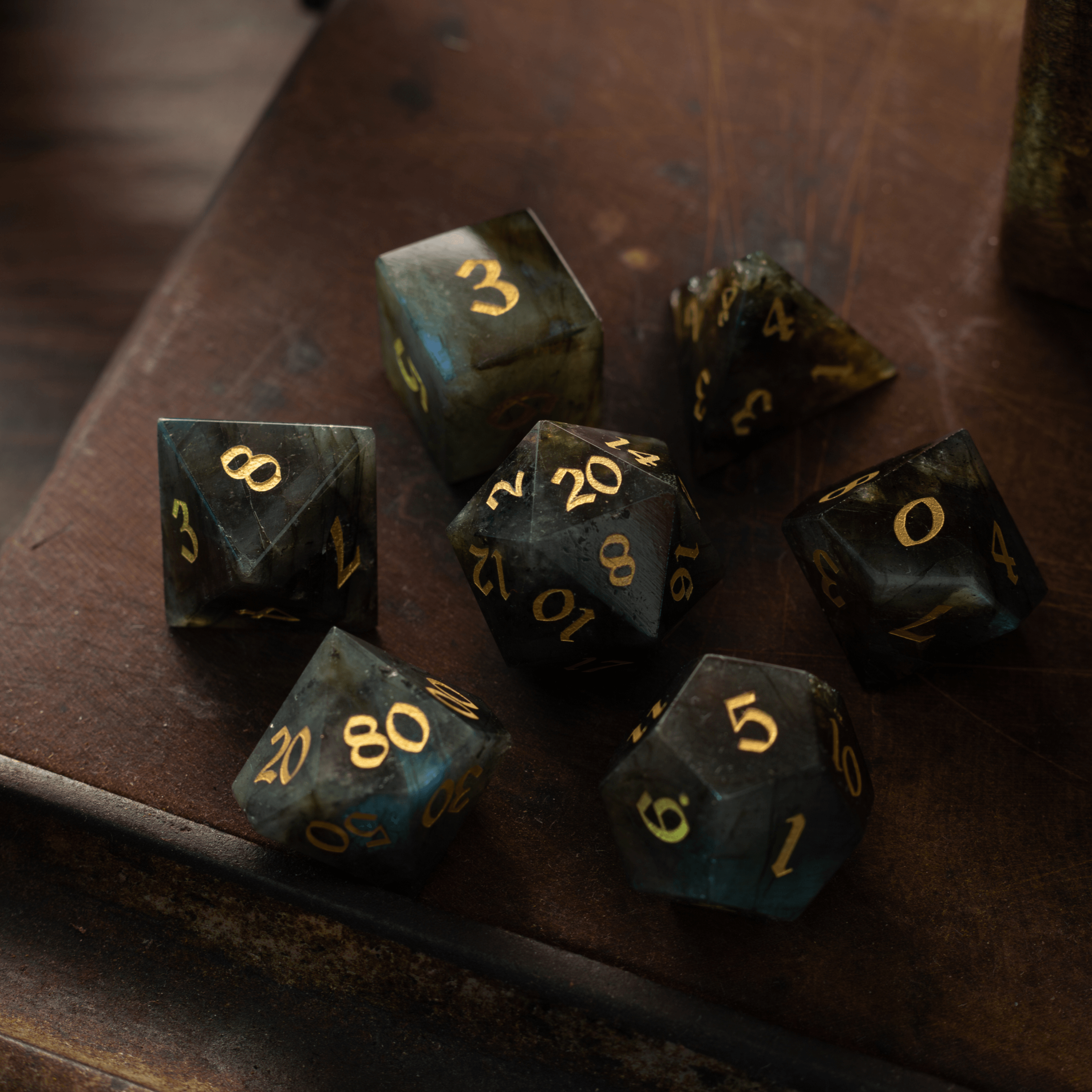 Labradorite Gemstone DND Dice Set - The misfit market