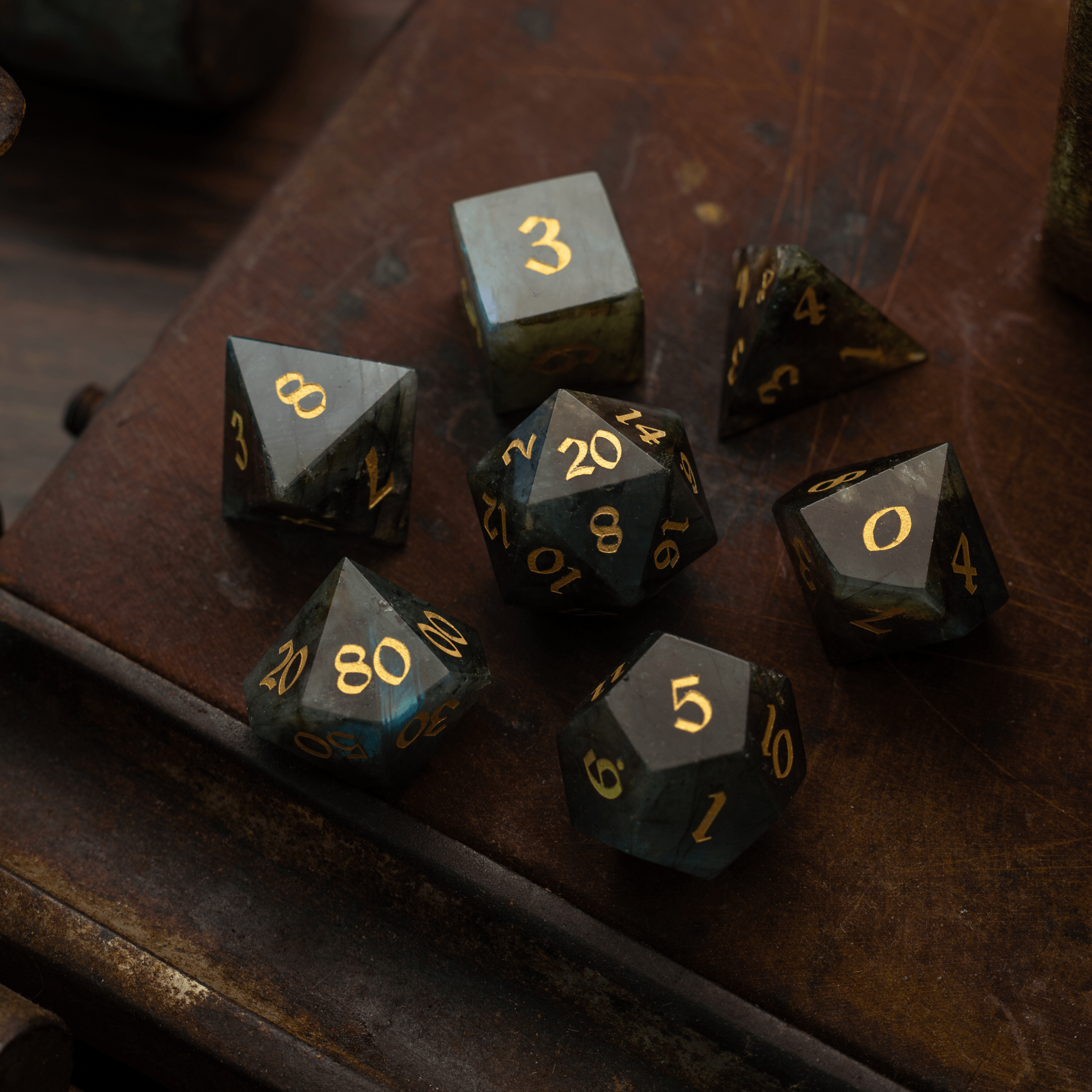 Labradorite Gemstone DND Dice Set - The misfit market