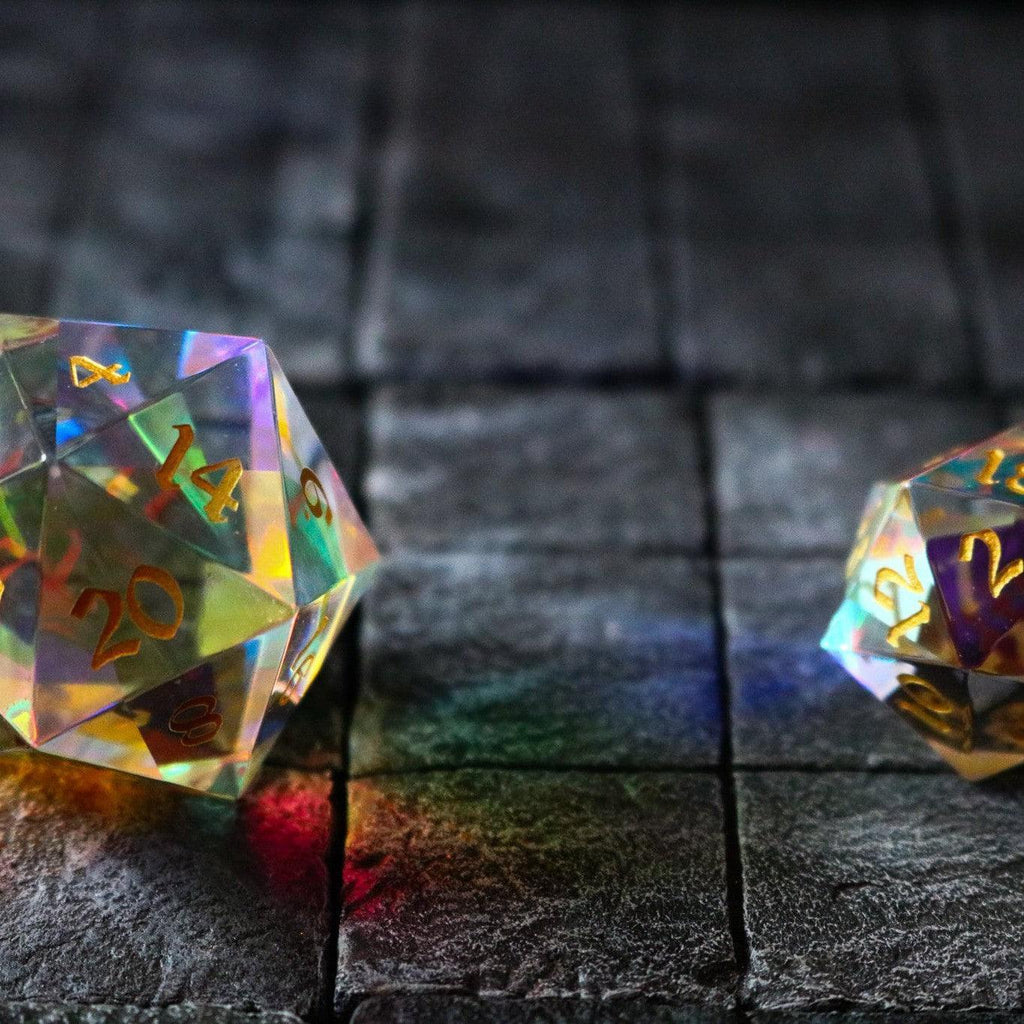Large Dragon Egg Dichroic Glass D20 Gemstone Polyhedral Dice - The misfit market