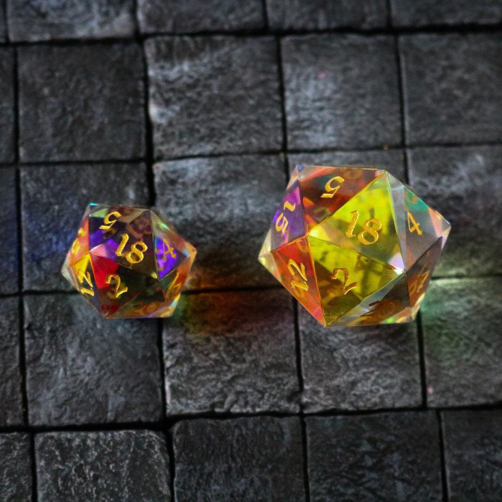 Large Dragon Egg Dichroic Glass D20 Gemstone Polyhedral Dice - The misfit market