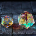 Large Dragon Egg Dichroic Glass D20 Gemstone Polyhedral Dice - The misfit market