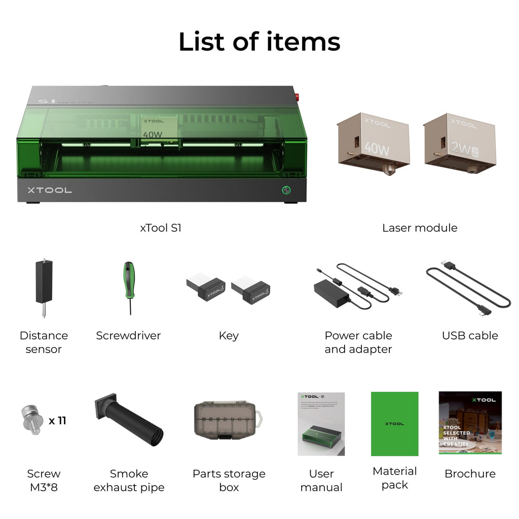 xTool S1 + 1064nm IR Laser Kit: Enclosed Diode Laser Engraver & Cutter - The misfit market