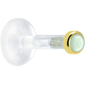 Solid 14K Yellow Gold 2mm Genuine Aventurine Quartz Bioplast Push in Monroe
