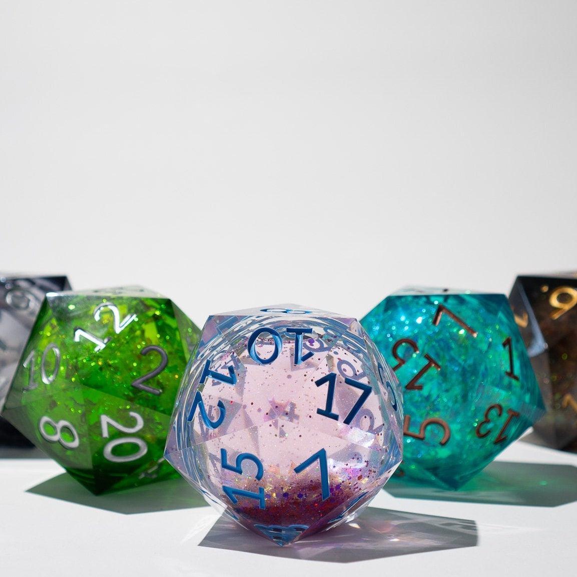 Massive Dark Black And Foil Liquid Core 95MM Chonk Handmade Resin Dice And Box - The misfit market