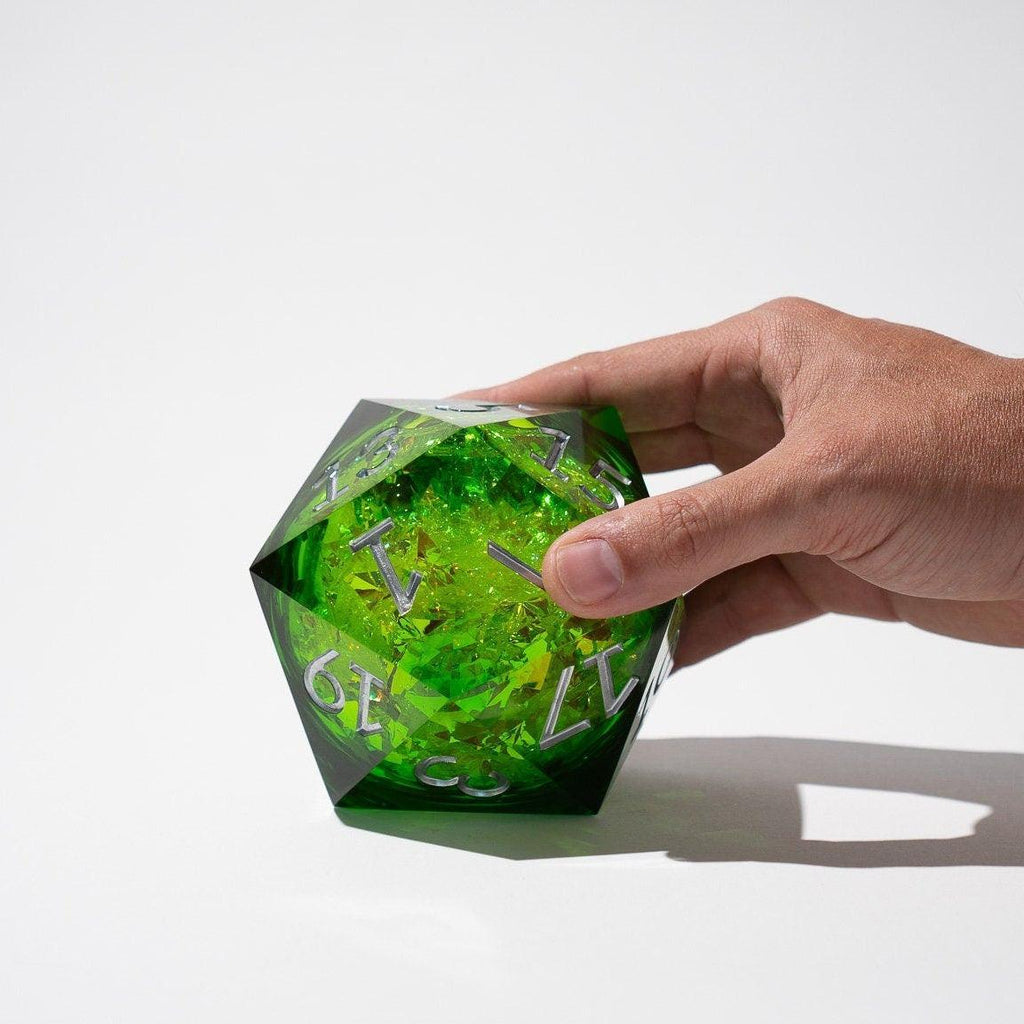 Massive Green Liquid Core 95MM Chonk Handmade Resin Dice And Box - The misfit market