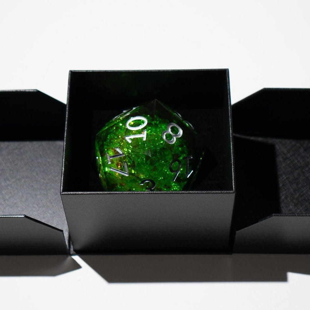 Massive Green Liquid Core 95MM Chonk Handmade Resin Dice And Box - The misfit market