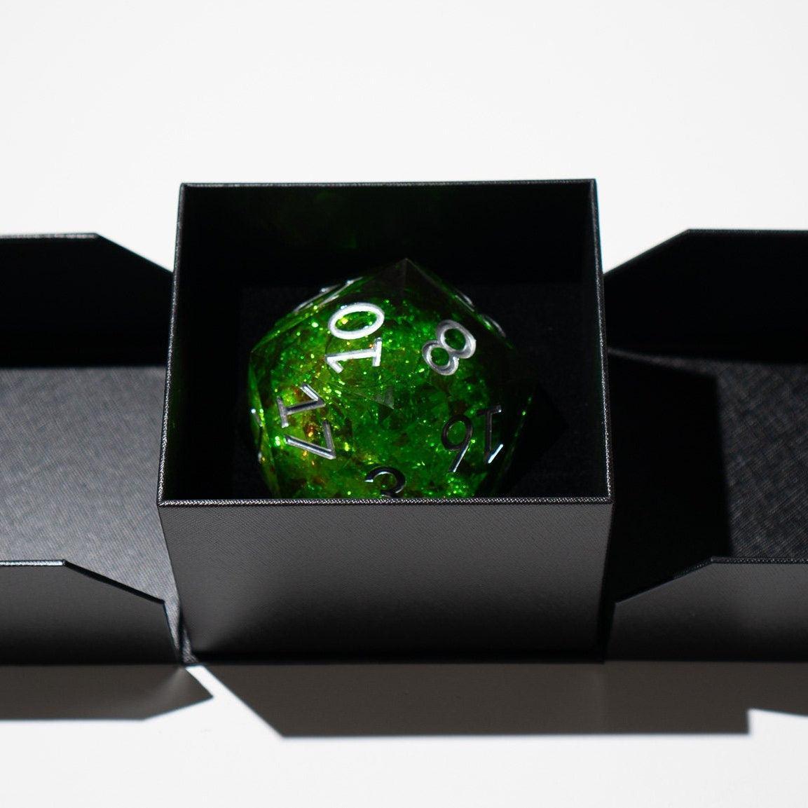 Massive Green Liquid Core 95MM Chonk Handmade Resin Dice And Box - The misfit market