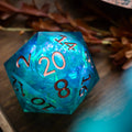 Massive Sea Green Teal Liquid Core 95MM Chonk Handmade Resin Dice And Box - The misfit market