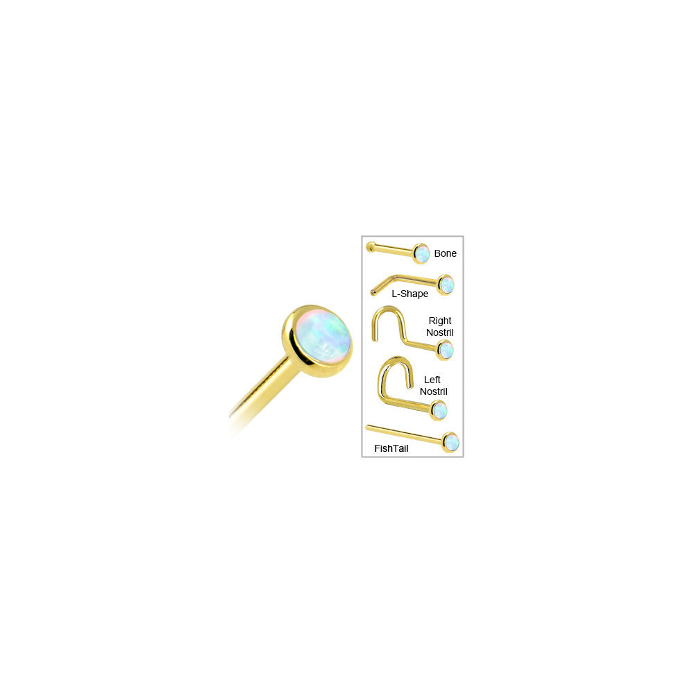 Gold nose ring with gemstone on a white background