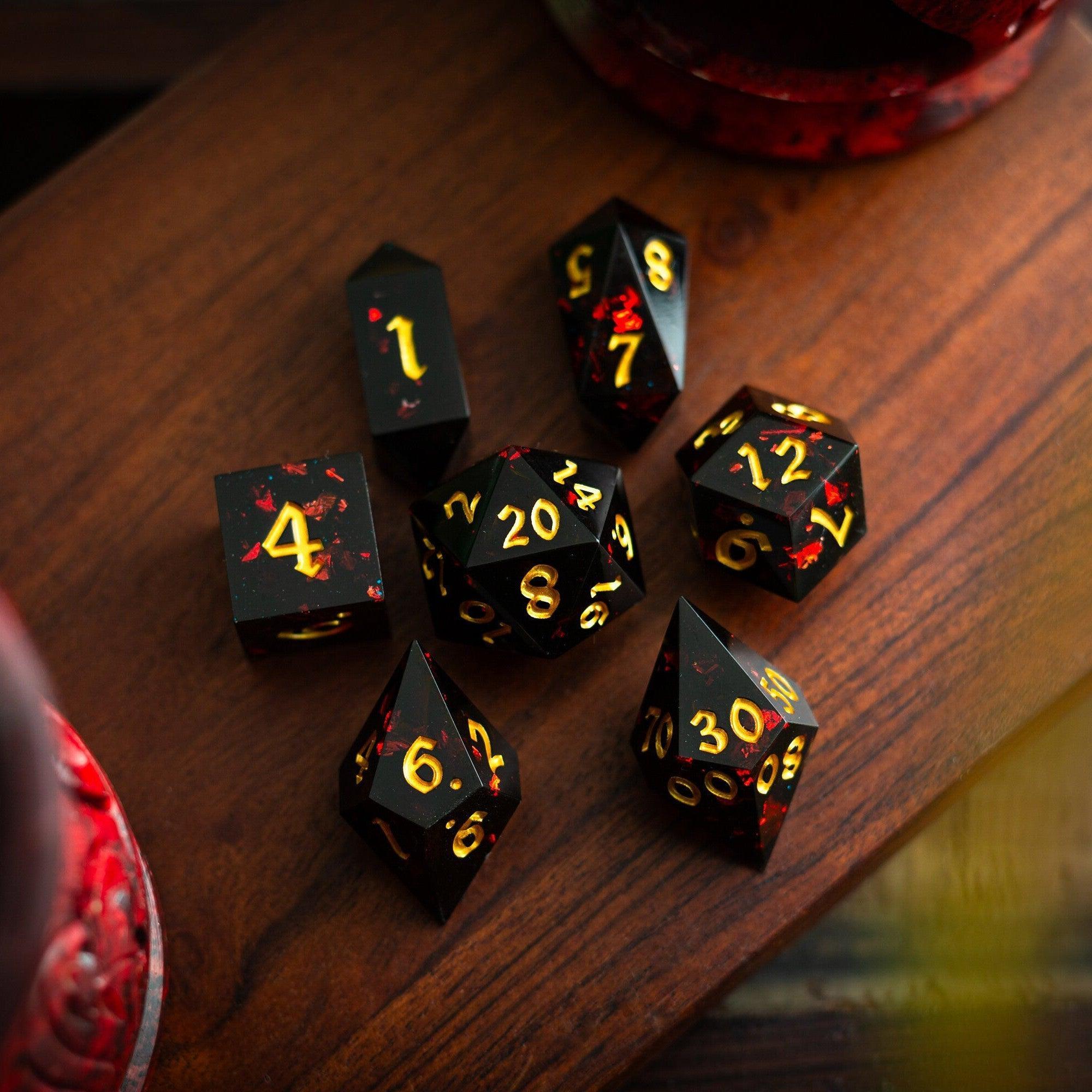 Night Blood Handmade Resin DND Dice Set - The misfit market