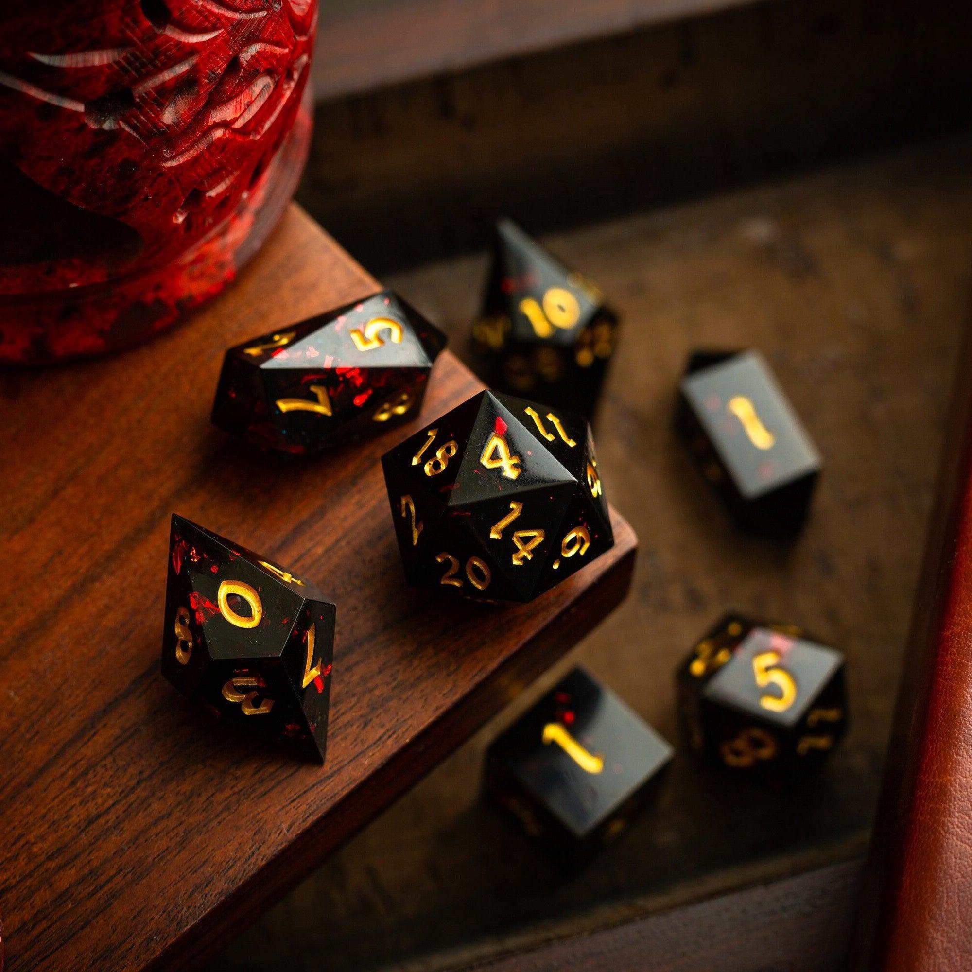 Night Blood Handmade Resin DND Dice Set - The misfit market
