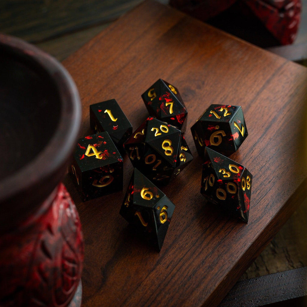 Night Blood Handmade Resin DND Dice Set - The misfit market