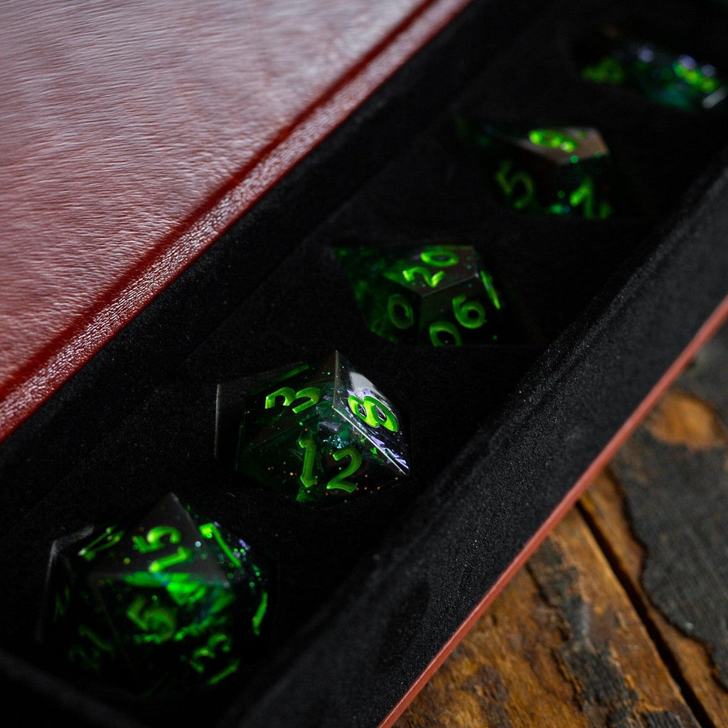 Nox Green Handmade Resin DND Dice Set - The misfit market