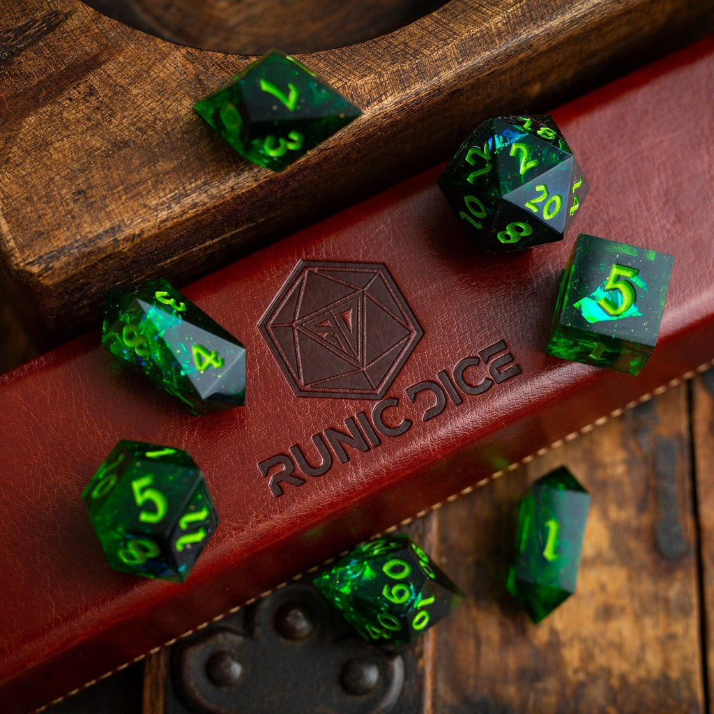 Nox Green Handmade Resin DND Dice Set - The misfit market