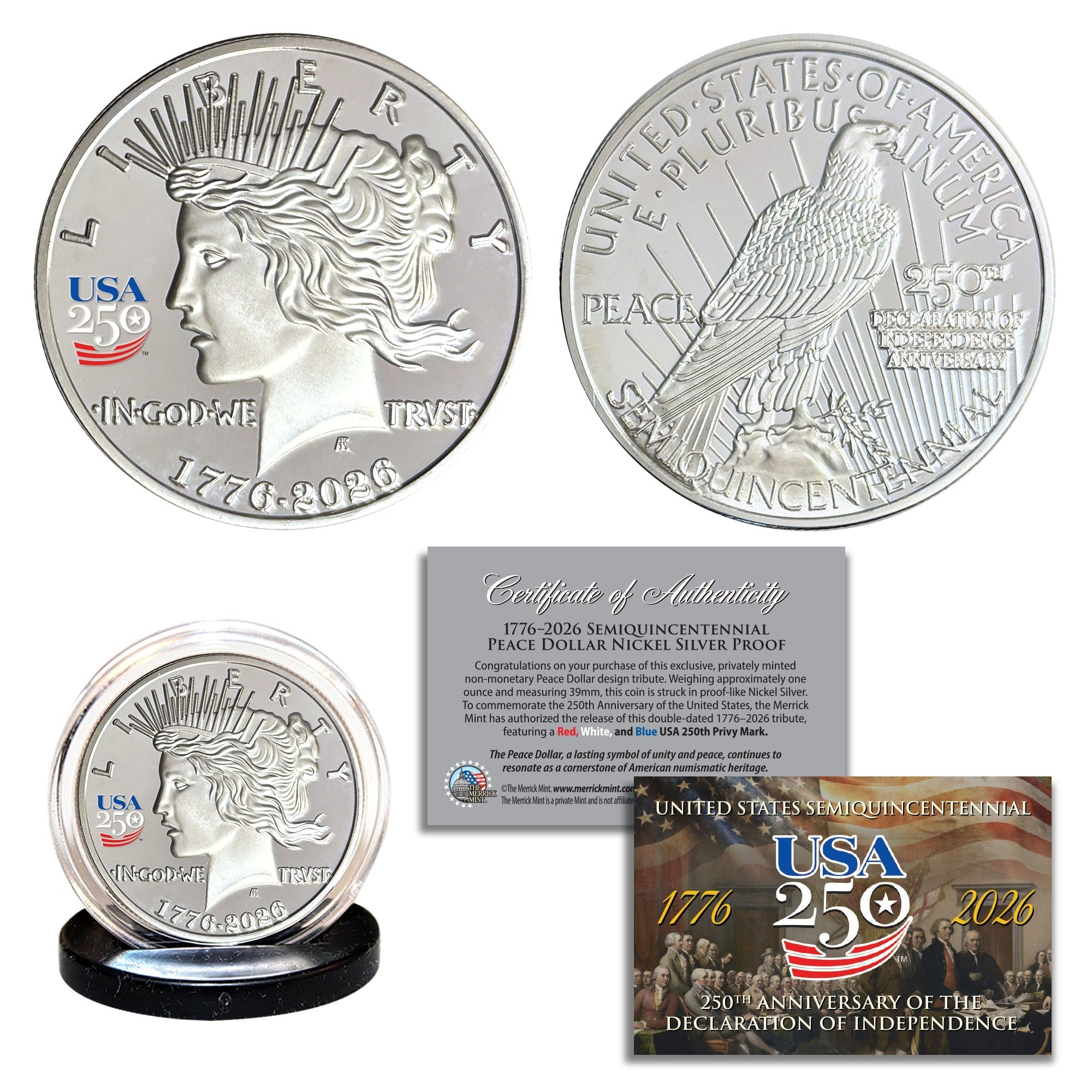 America's 250th Anniversary Peace Dollar Nickel Silver Proof Coin - The misfit market