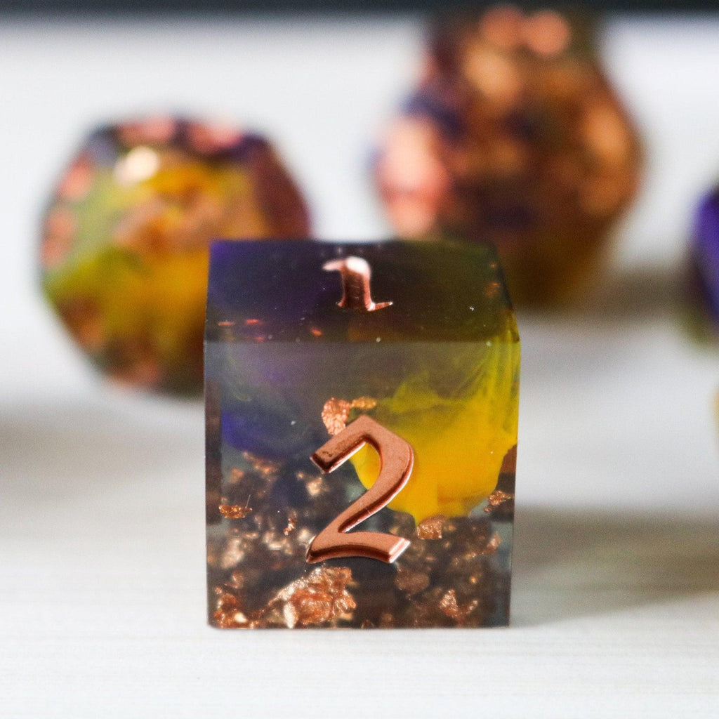 Purple And Gold Handmade Resin DND Dice Set - The misfit market
