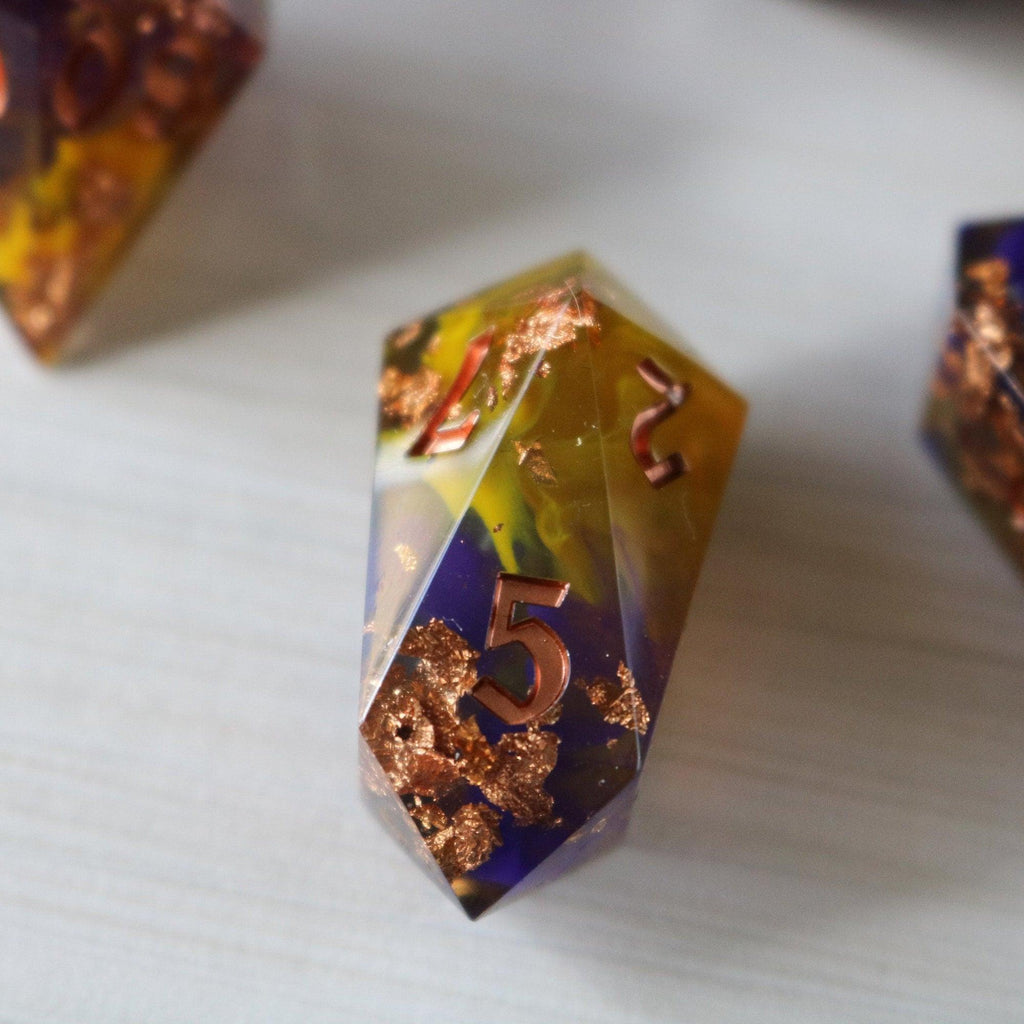 Purple And Gold Handmade Resin DND Dice Set - The misfit market