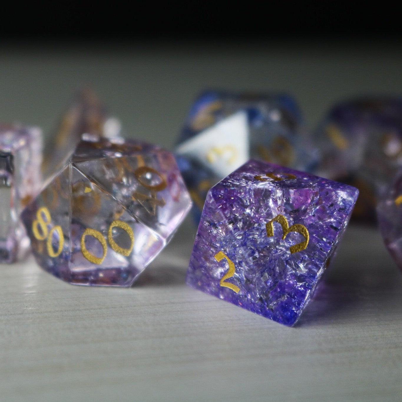 Purple Cloud Forge Fire Glass DND Dice Set - The misfit market