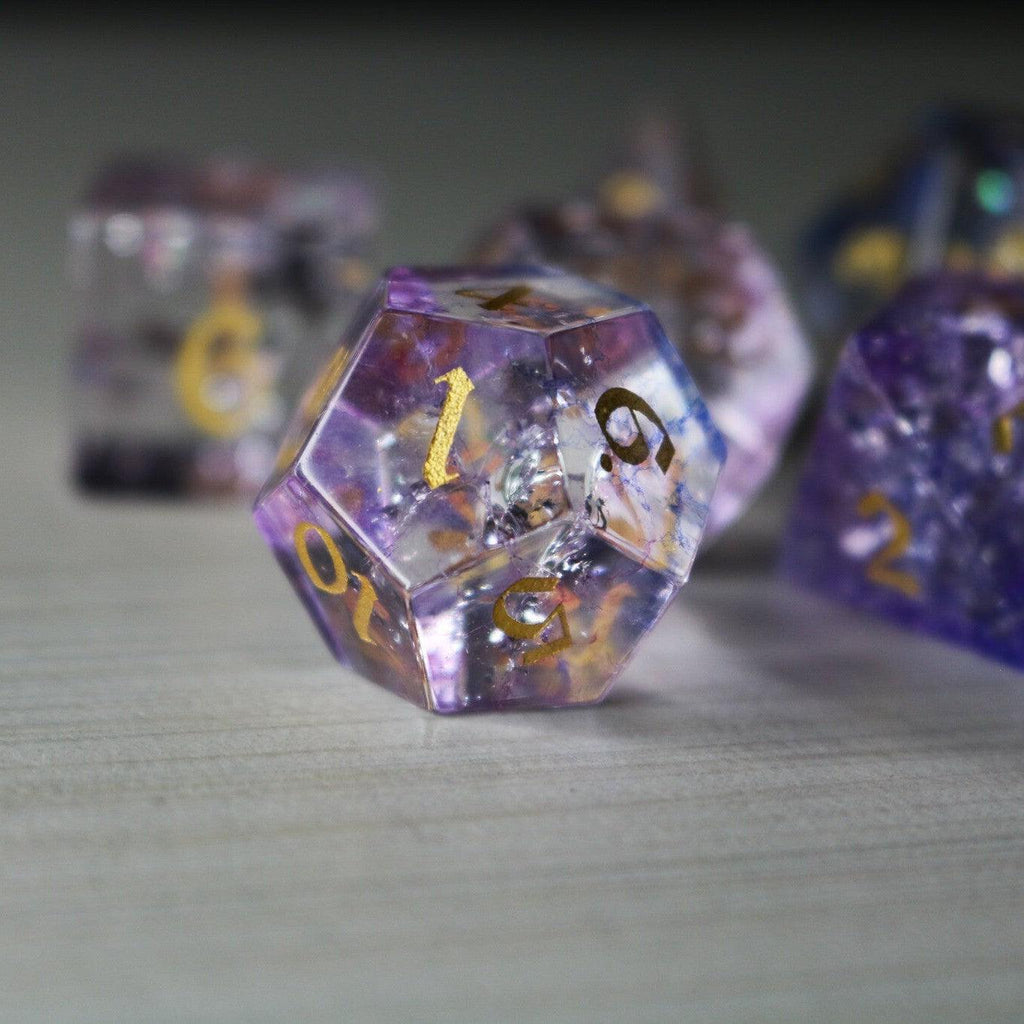 Purple Cloud Forge Fire Glass DND Dice Set - The misfit market