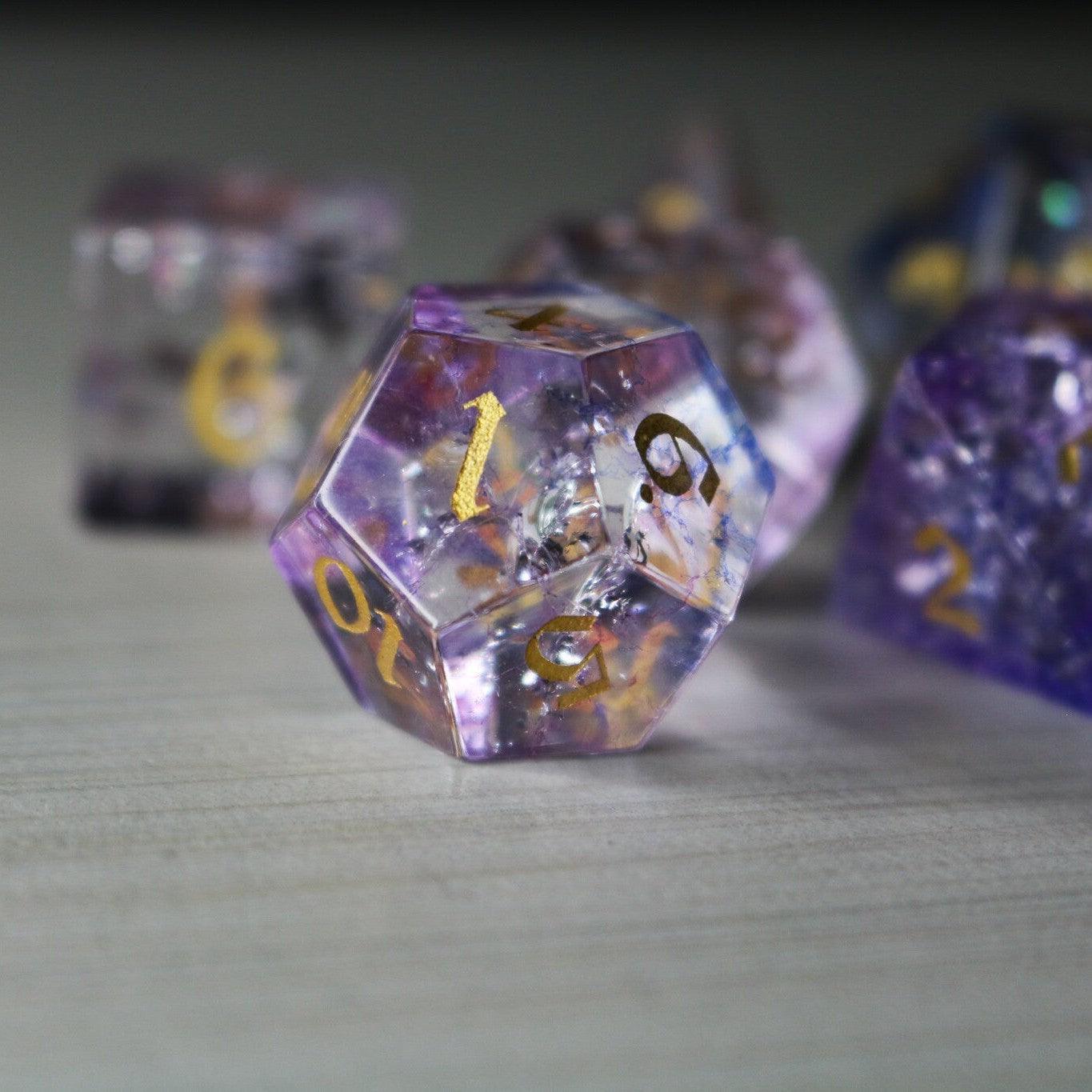 Purple Cloud Forge Fire Glass DND Dice Set - The misfit market