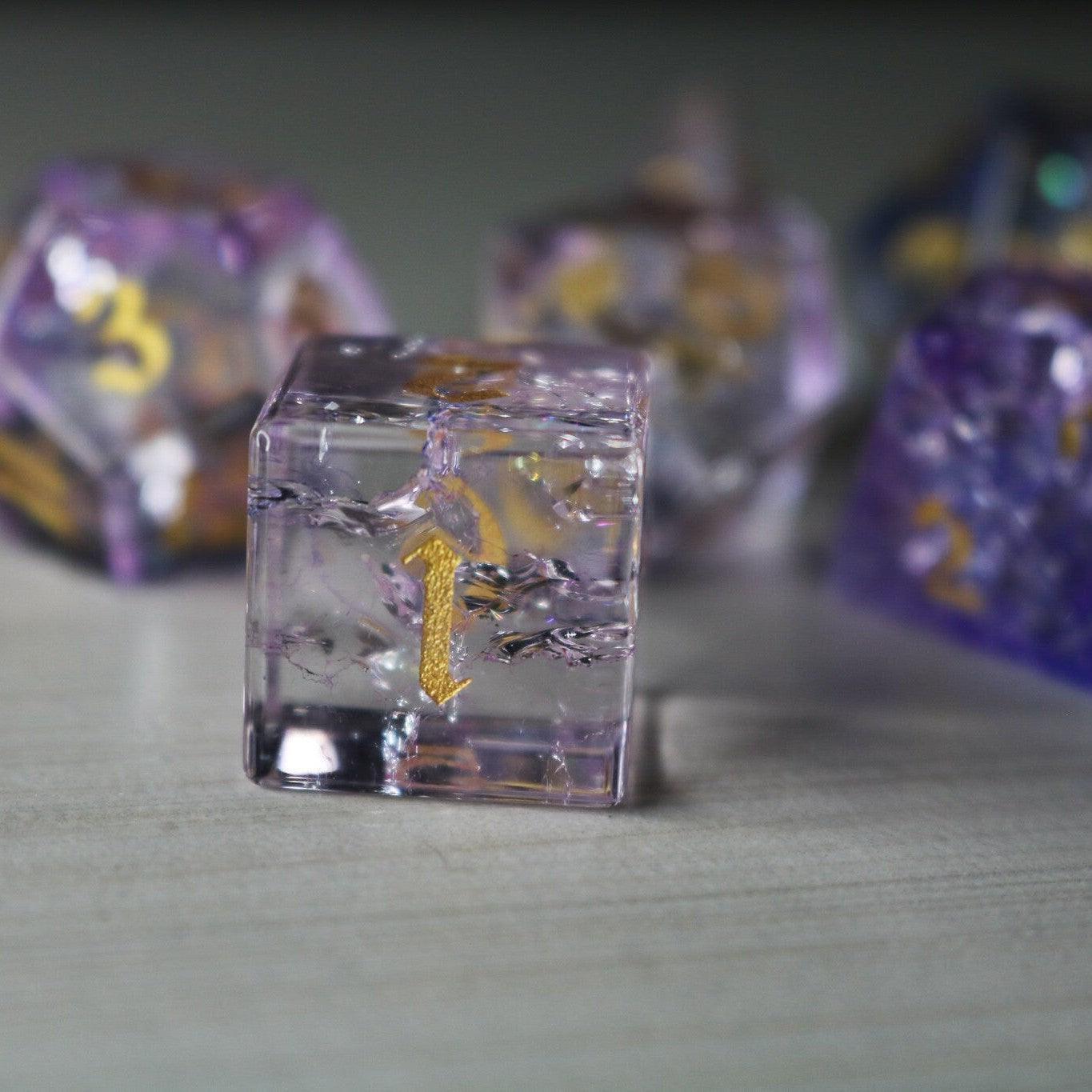 Purple Cloud Forge Fire Glass DND Dice Set - The misfit market