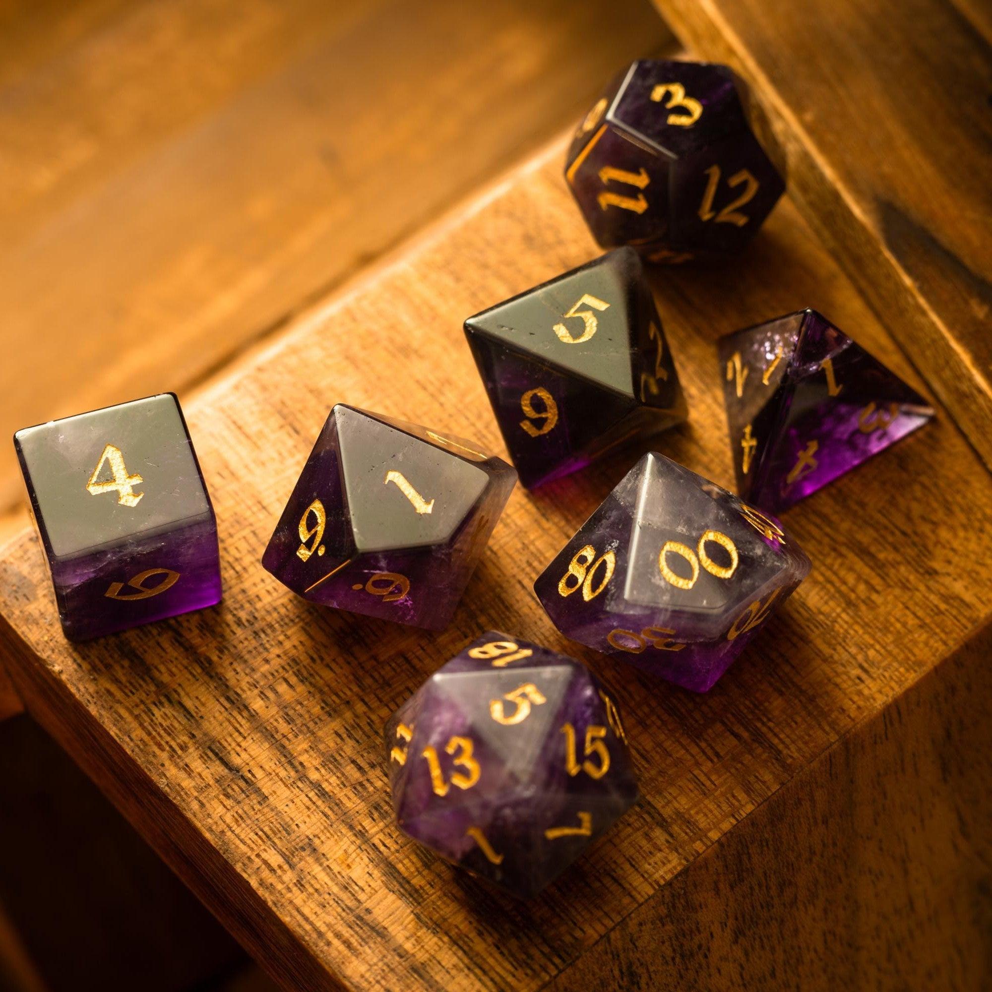 Purple Gemstone Amethyst DND Dice Set - The misfit market