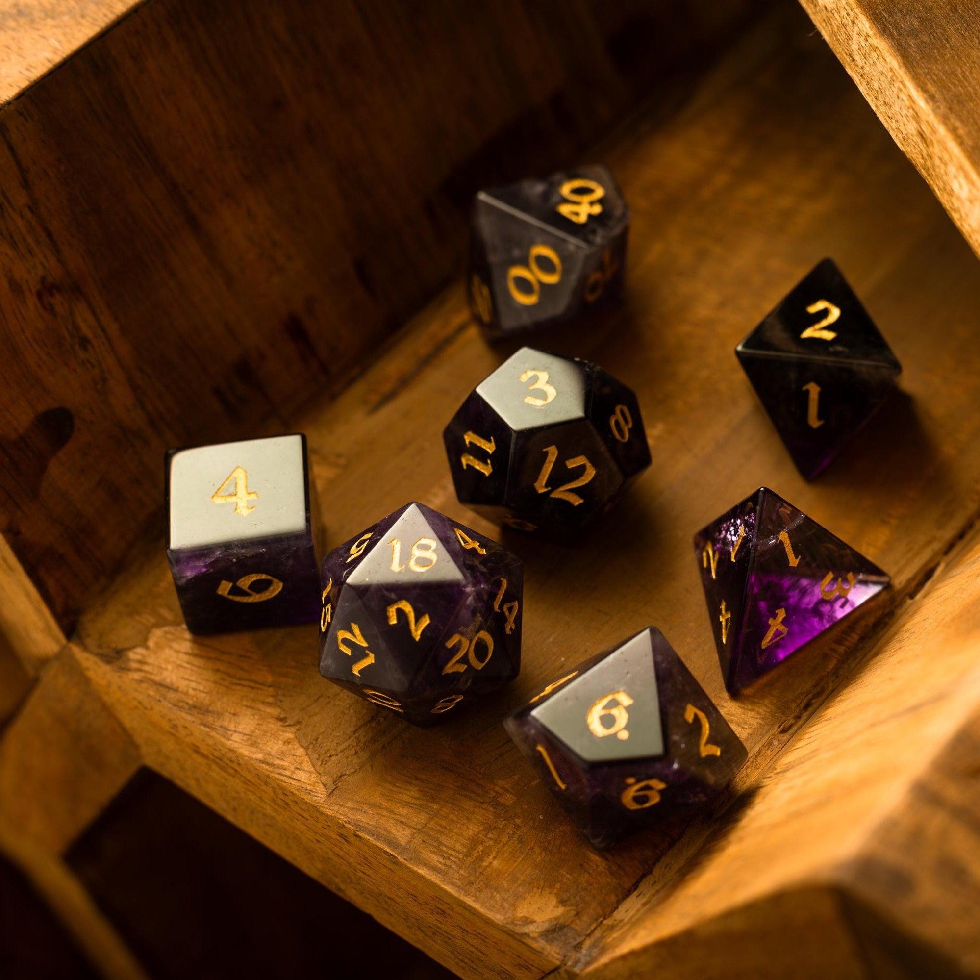 Purple Gemstone Amethyst DND Dice Set - The misfit market