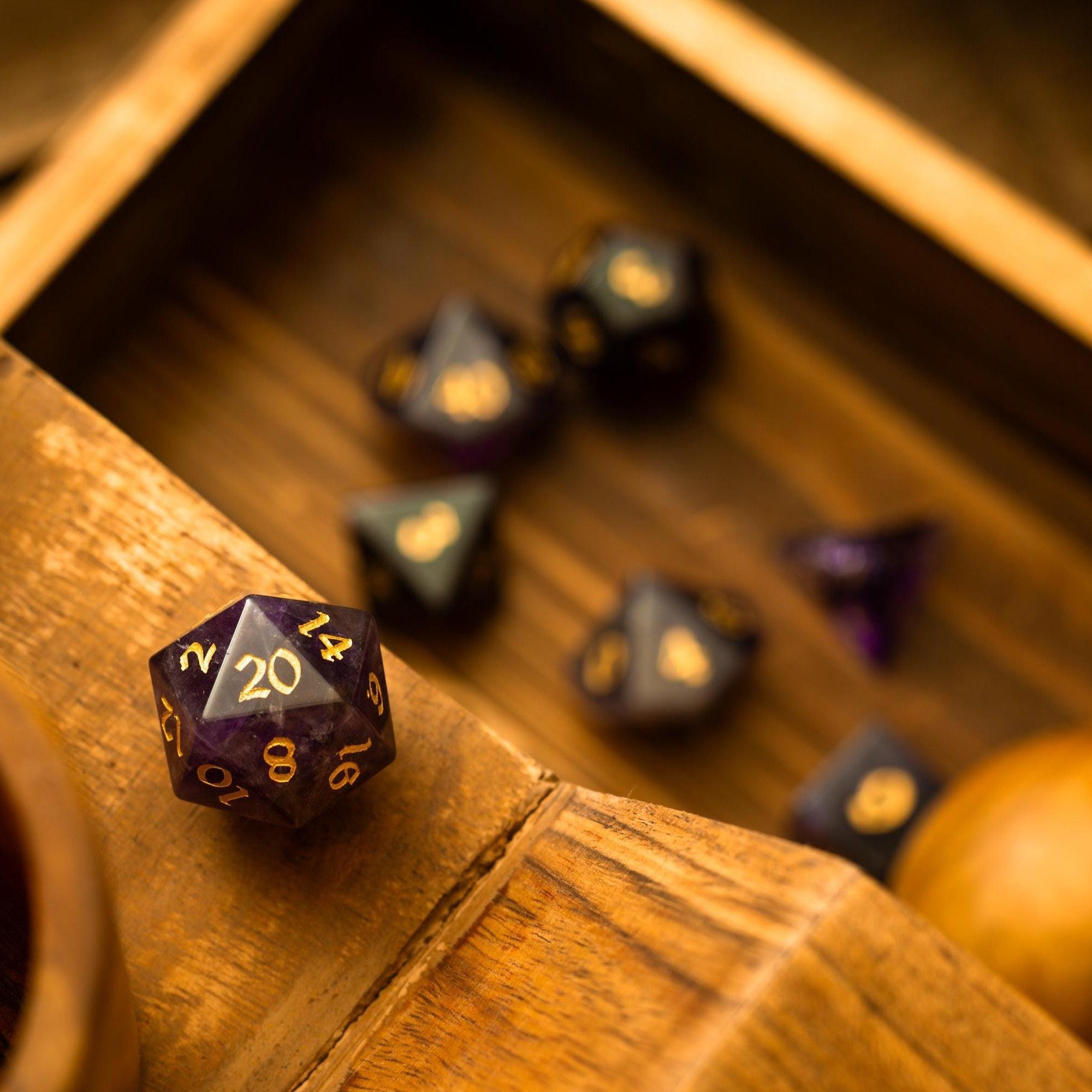 Purple Gemstone Amethyst DND Dice Set - The misfit market