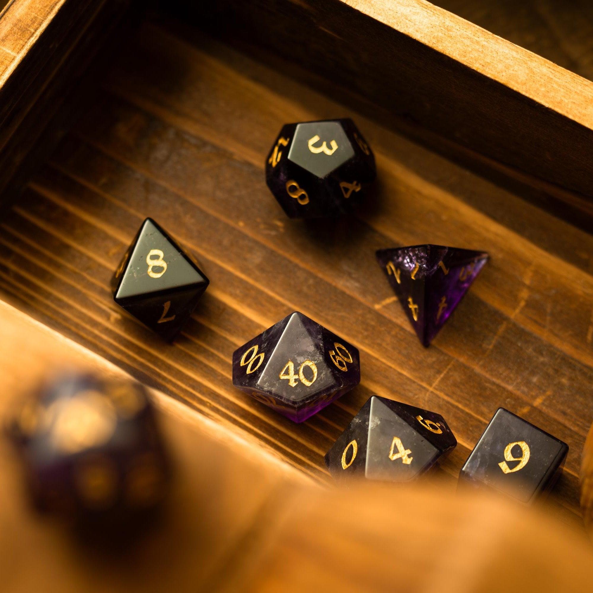 Purple Gemstone Amethyst DND Dice Set - The misfit market