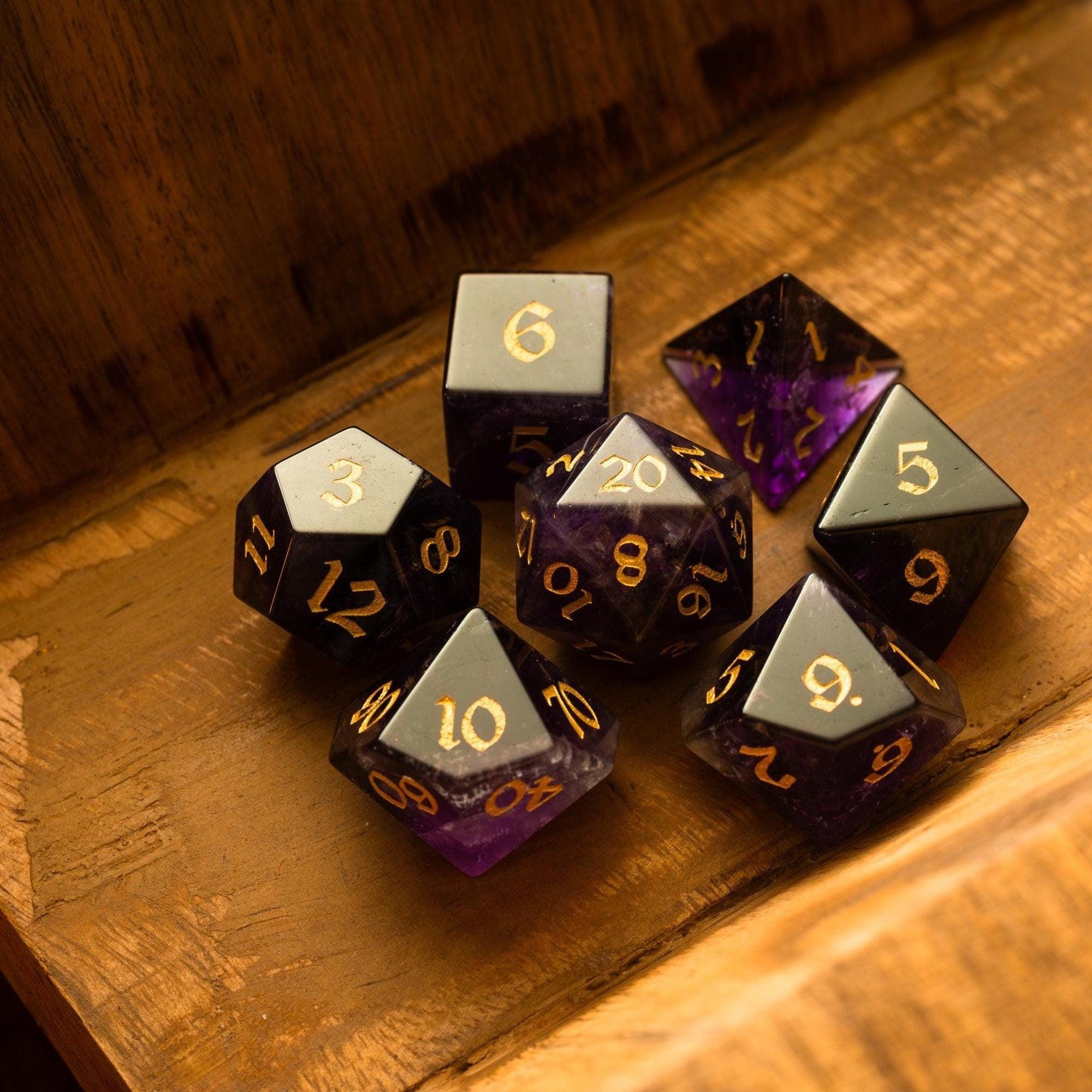Purple Gemstone Amethyst DND Dice Set - The misfit market