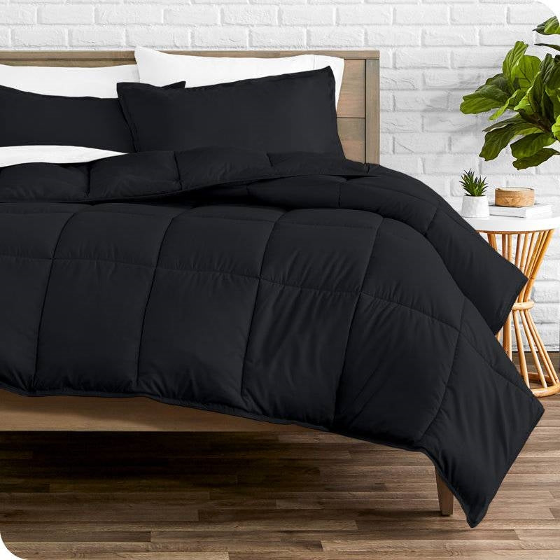 Queen size Luxuriously Soft Down Alternative Comforter Set in Black - The misfit market