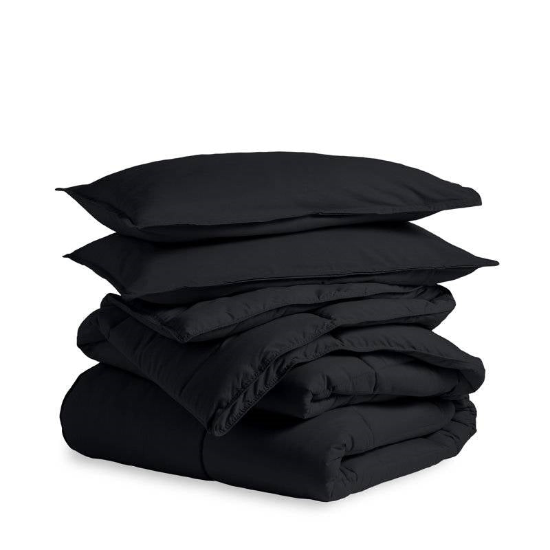 Queen size Luxuriously Soft Down Alternative Comforter Set in Black - The misfit market