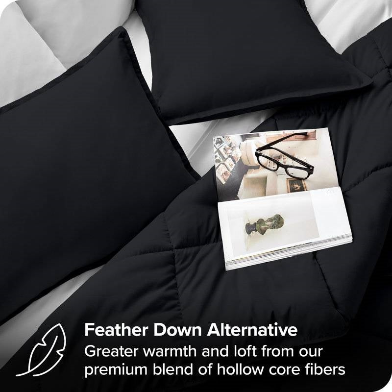 Queen size Luxuriously Soft Down Alternative Comforter Set in Black - The misfit market