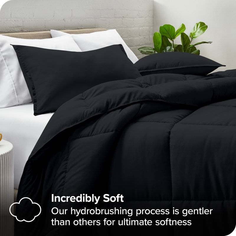 Queen size Luxuriously Soft Down Alternative Comforter Set in Black - The misfit market