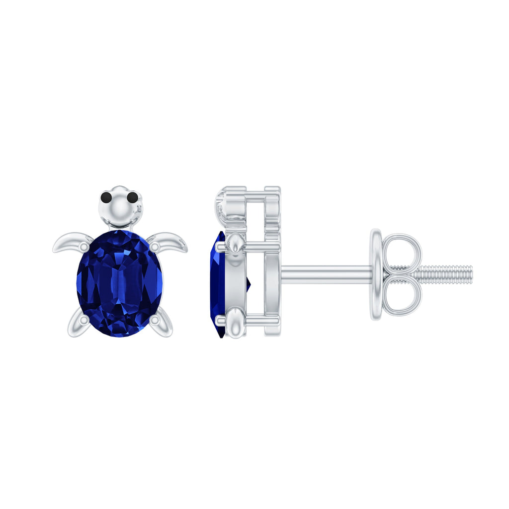 1.2 Carat Lab Created Blue Sapphire Turtle Stud Earrings