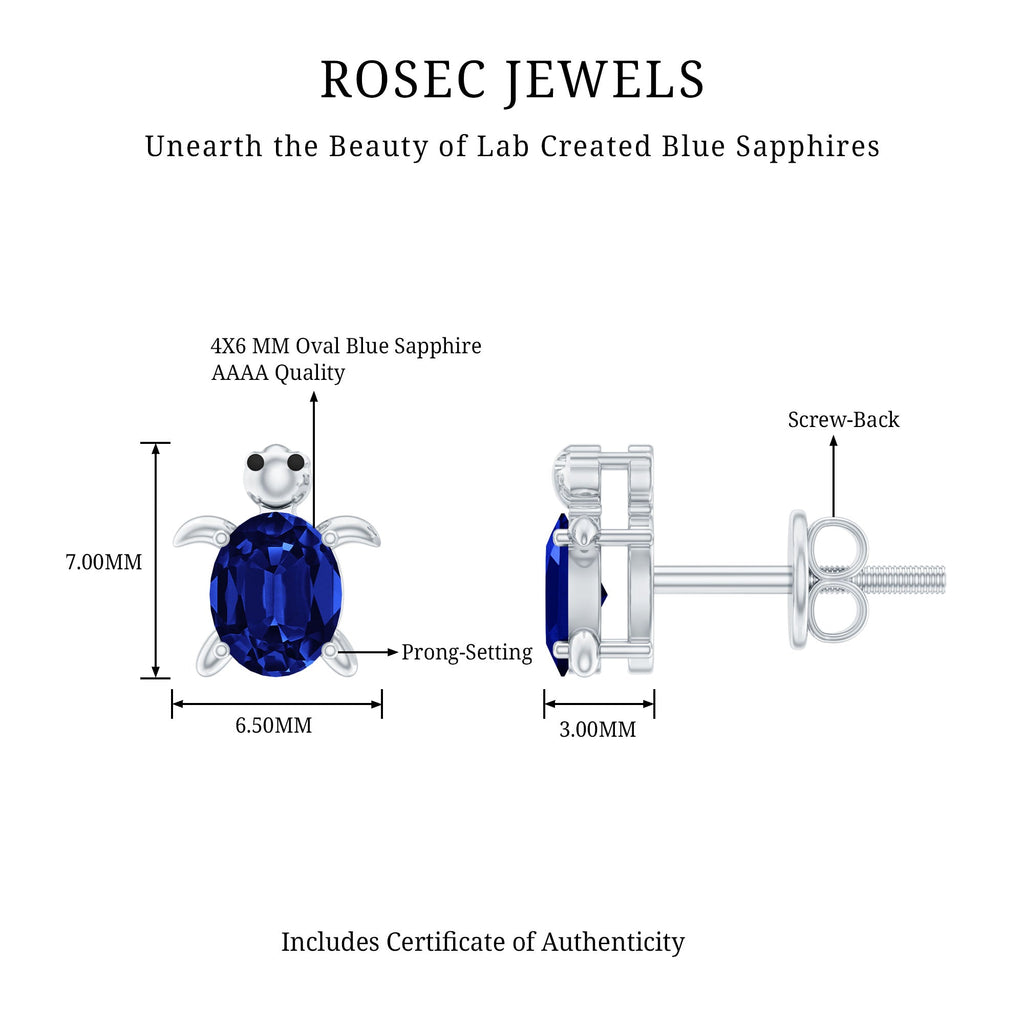 1.2 Carat Lab Created Blue Sapphire Turtle Stud Earrings