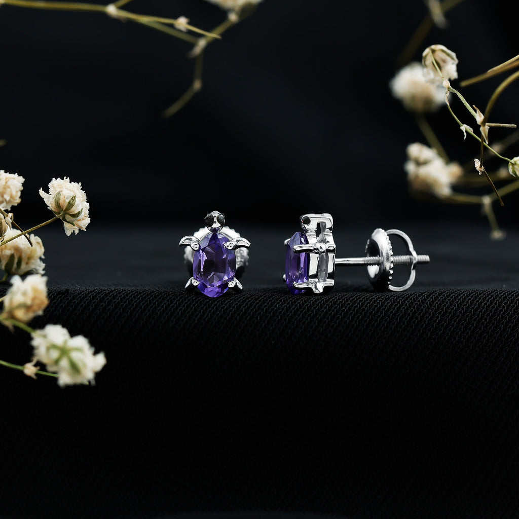 1.2 Carat Lab Created Blue Sapphire Turtle Stud Earrings
