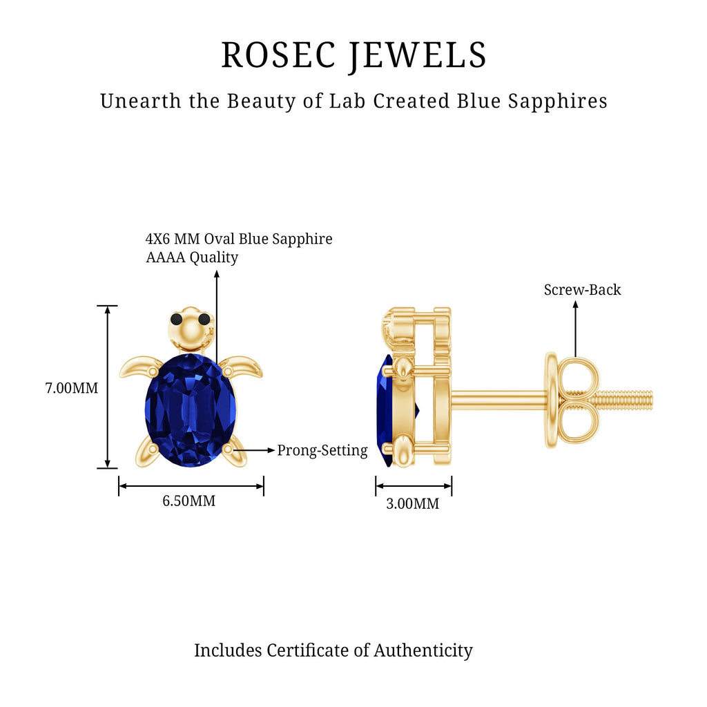 1.2 Carat Lab Created Blue Sapphire Turtle Stud Earrings