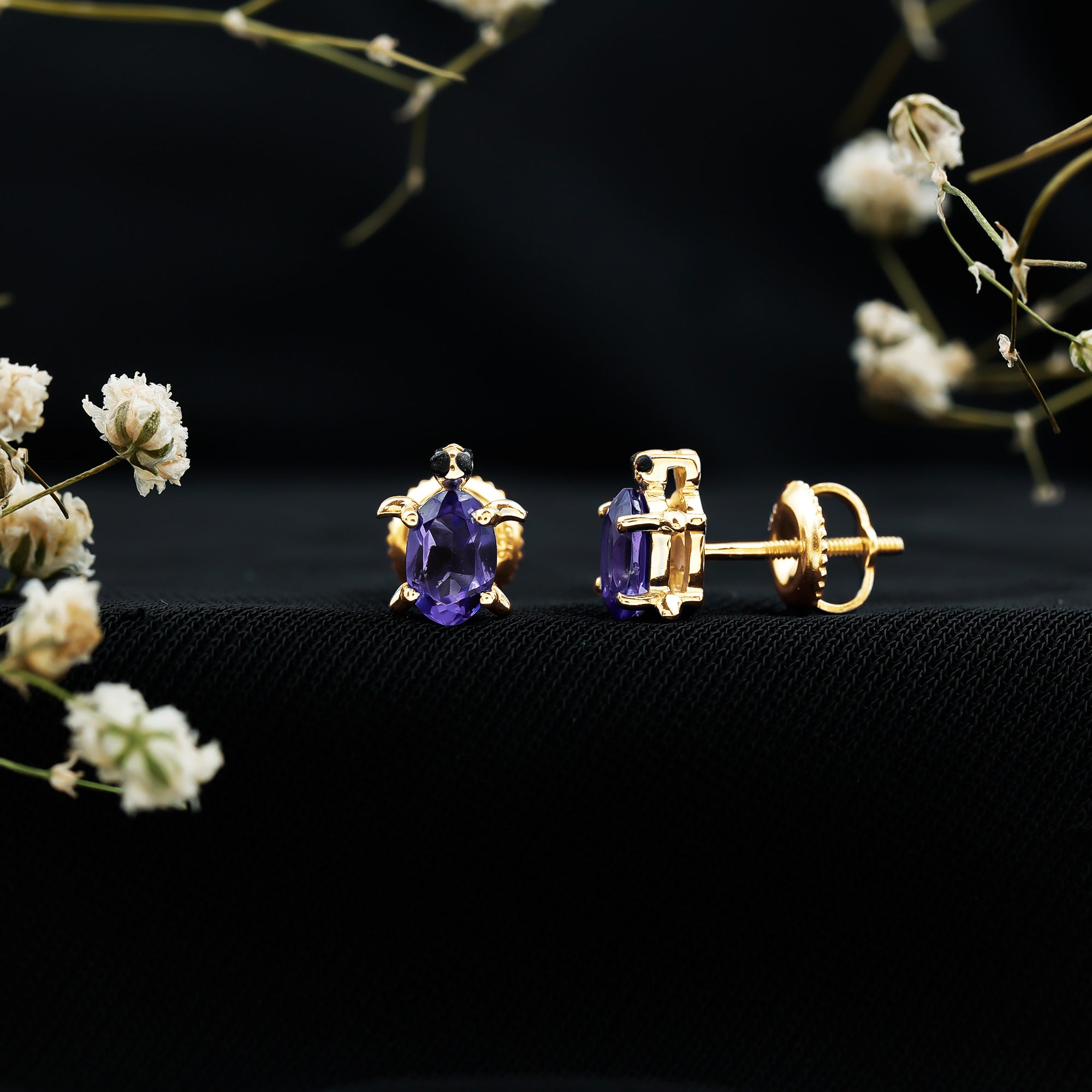1.2 Carat Lab Created Blue Sapphire Turtle Stud Earrings