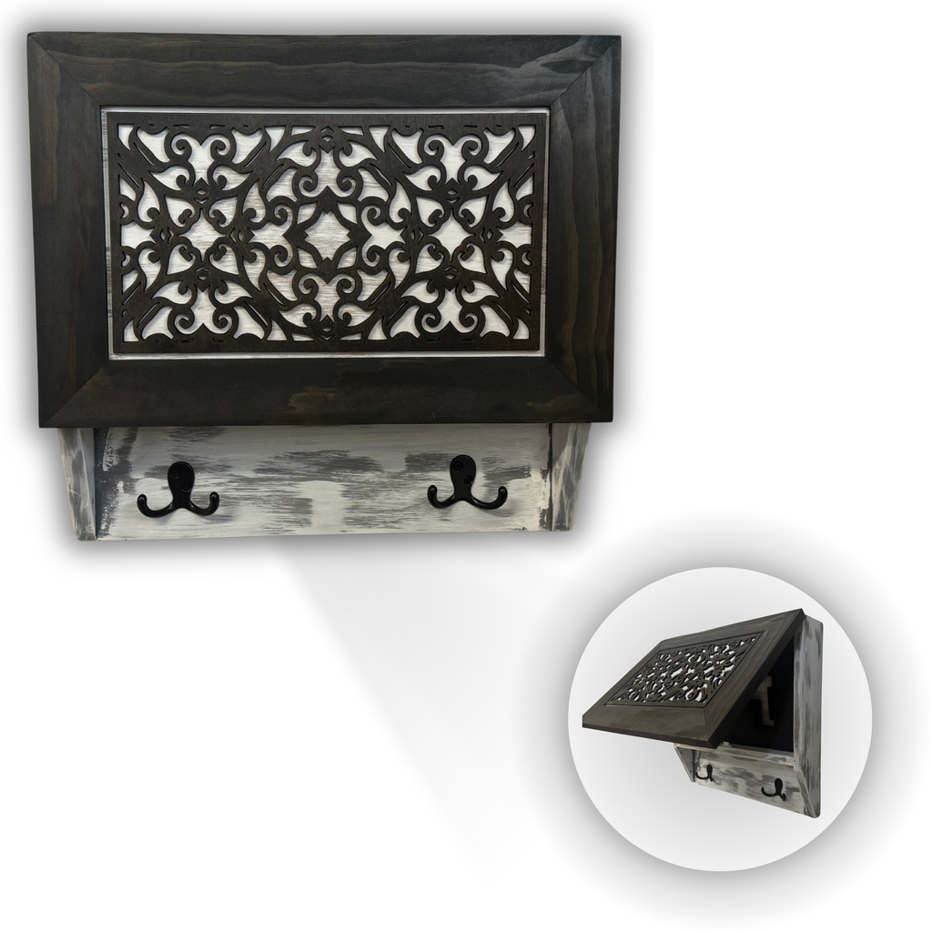 Rustic Diamond Hidden Gun Cabinet – Ornate Concealment Coat Rack with Multi-Purpose Hooks - The misfit market