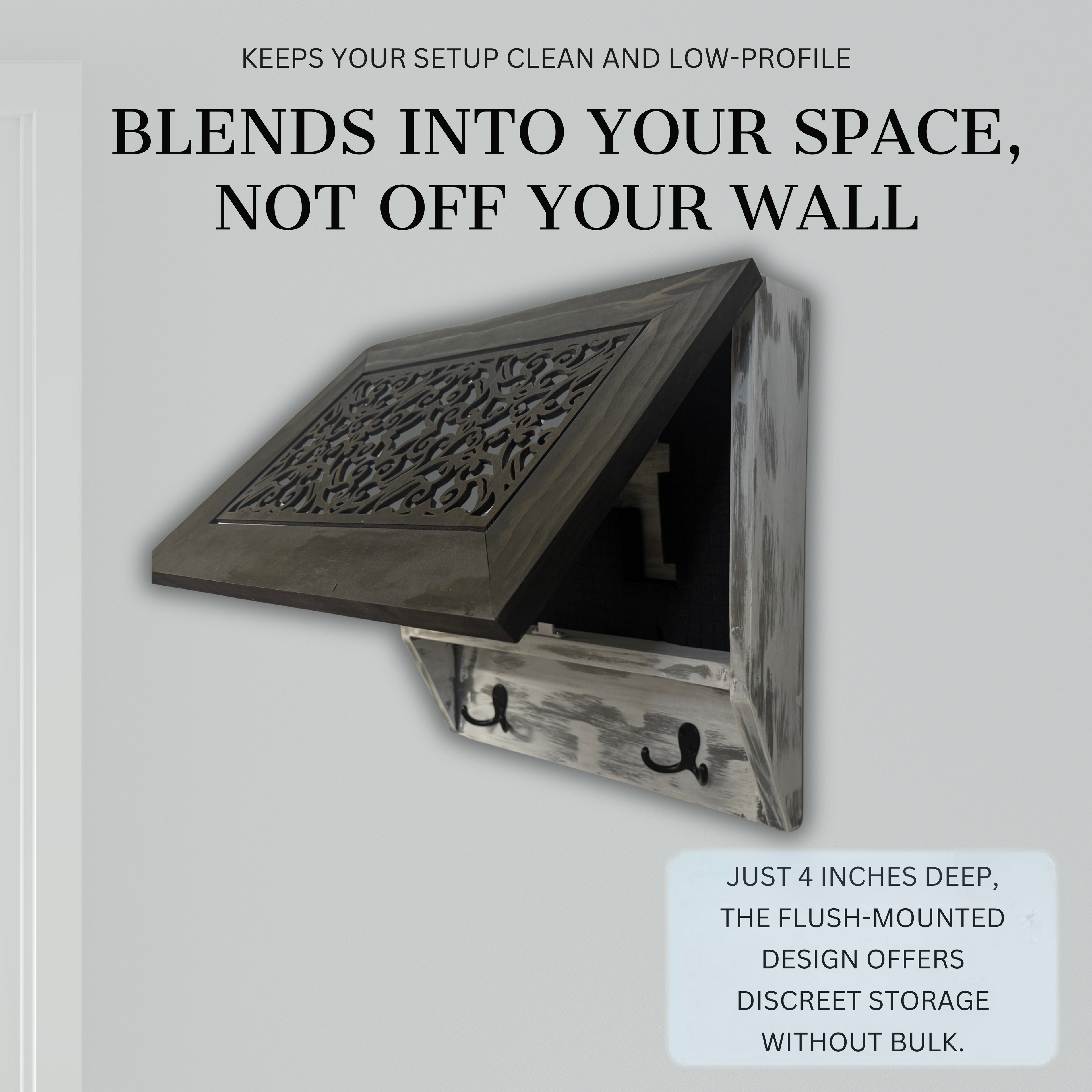 Rustic Diamond Hidden Gun Cabinet – Ornate Concealment Coat Rack with Multi-Purpose Hooks - The misfit market