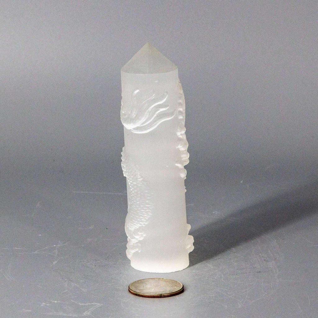 Selenite Shungite Crystal CNC Carved Dragon Tower Art - The misfit market