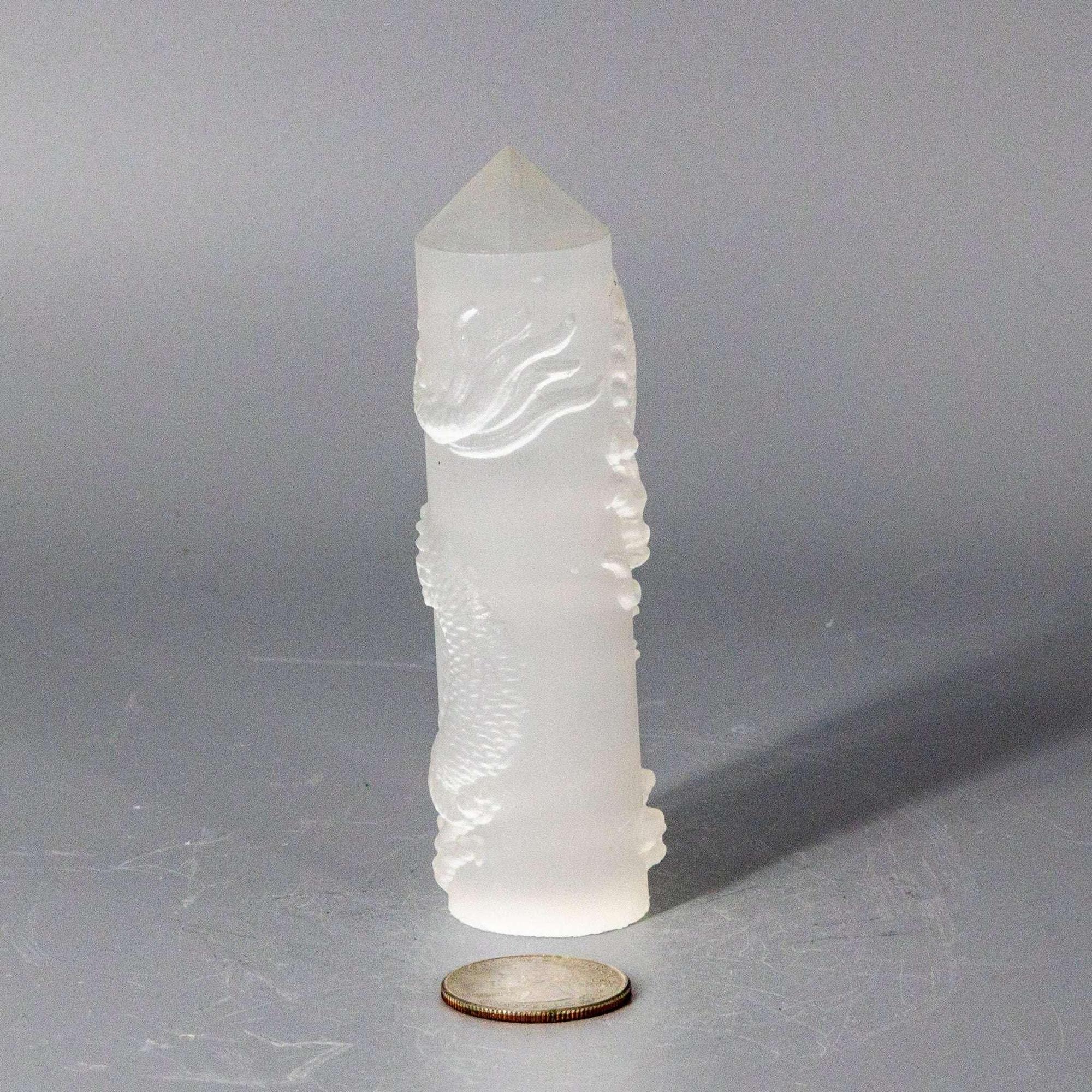 Selenite Shungite Crystal CNC Carved Dragon Tower Art - The misfit market