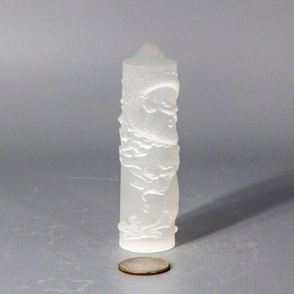 Selenite Shungite Crystal CNC Carved Dragon Tower Art - The misfit market