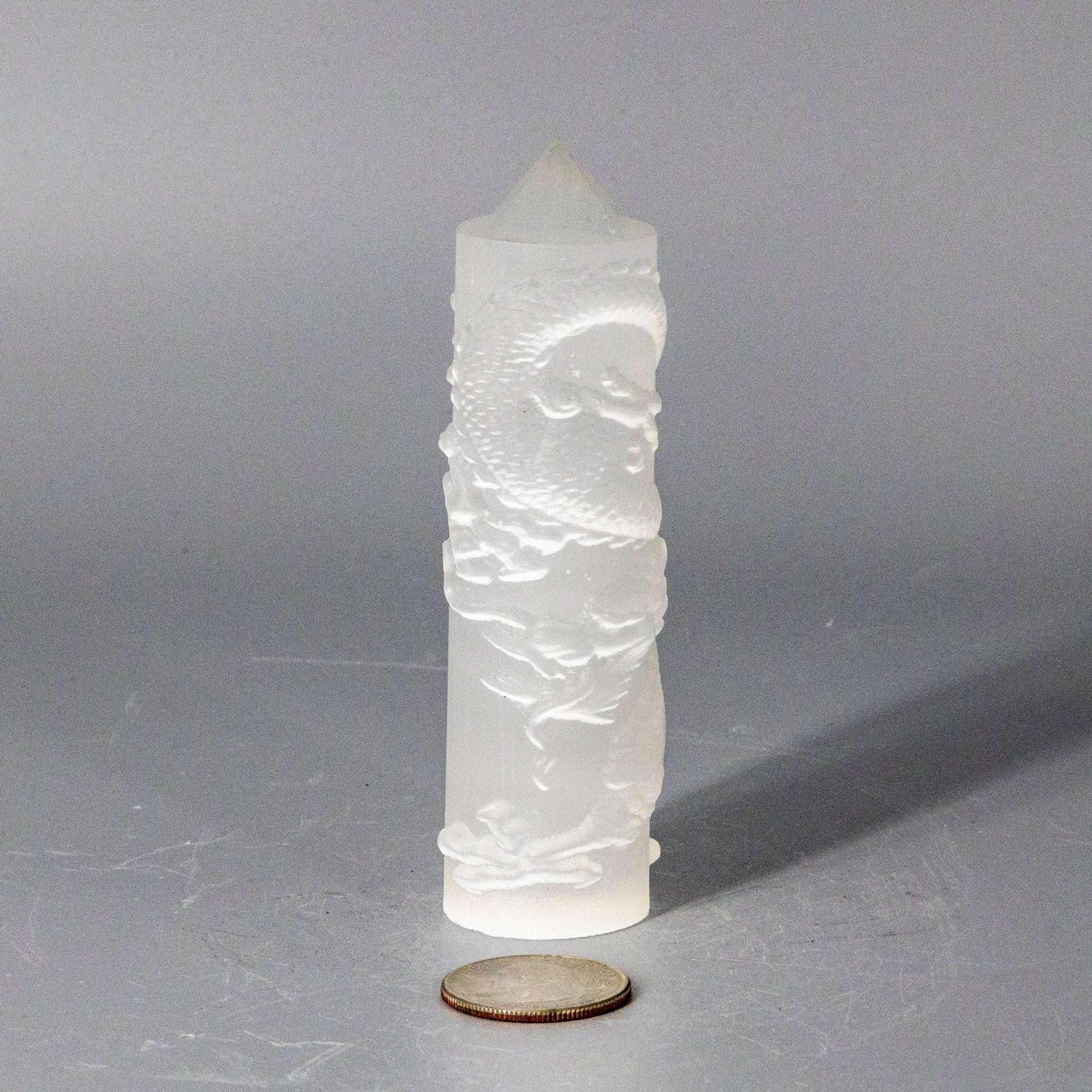 Selenite Shungite Crystal CNC Carved Dragon Tower Art - The misfit market