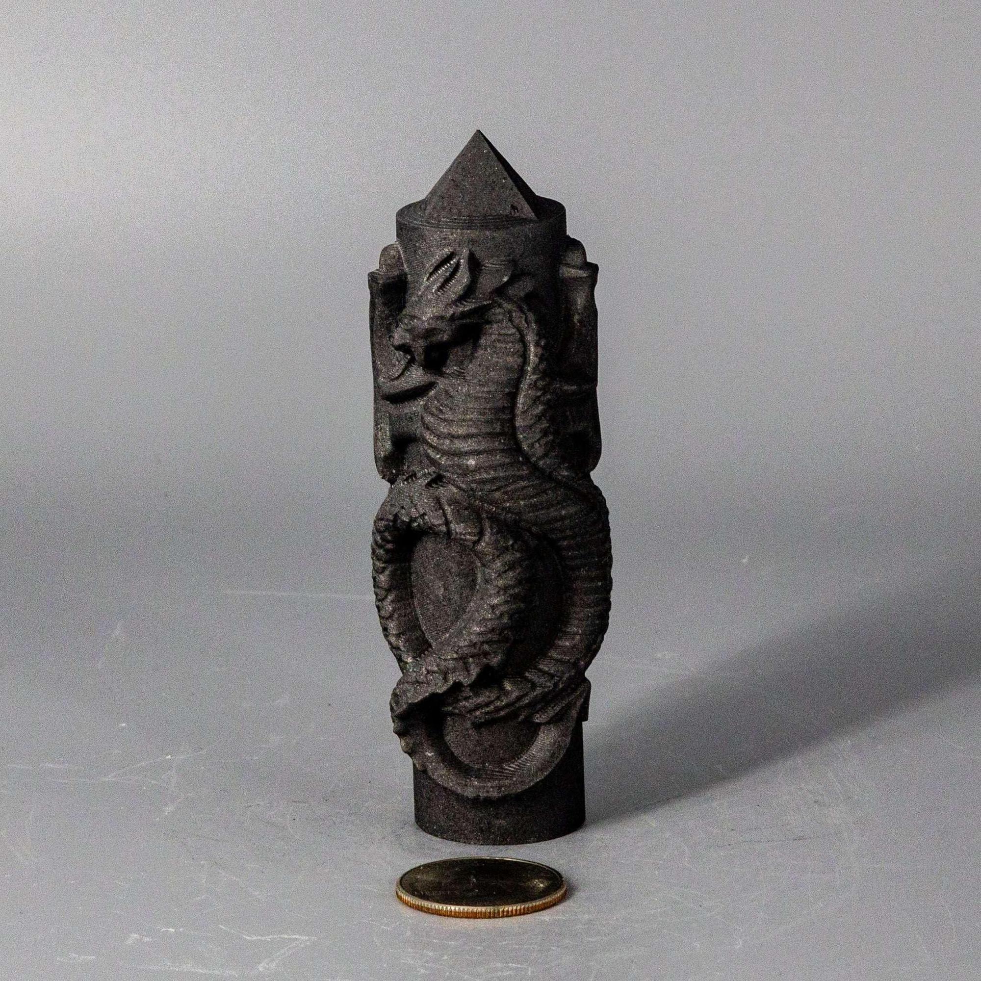 Selenite Shungite Crystal CNC Carved Dragon Tower Art - The misfit market