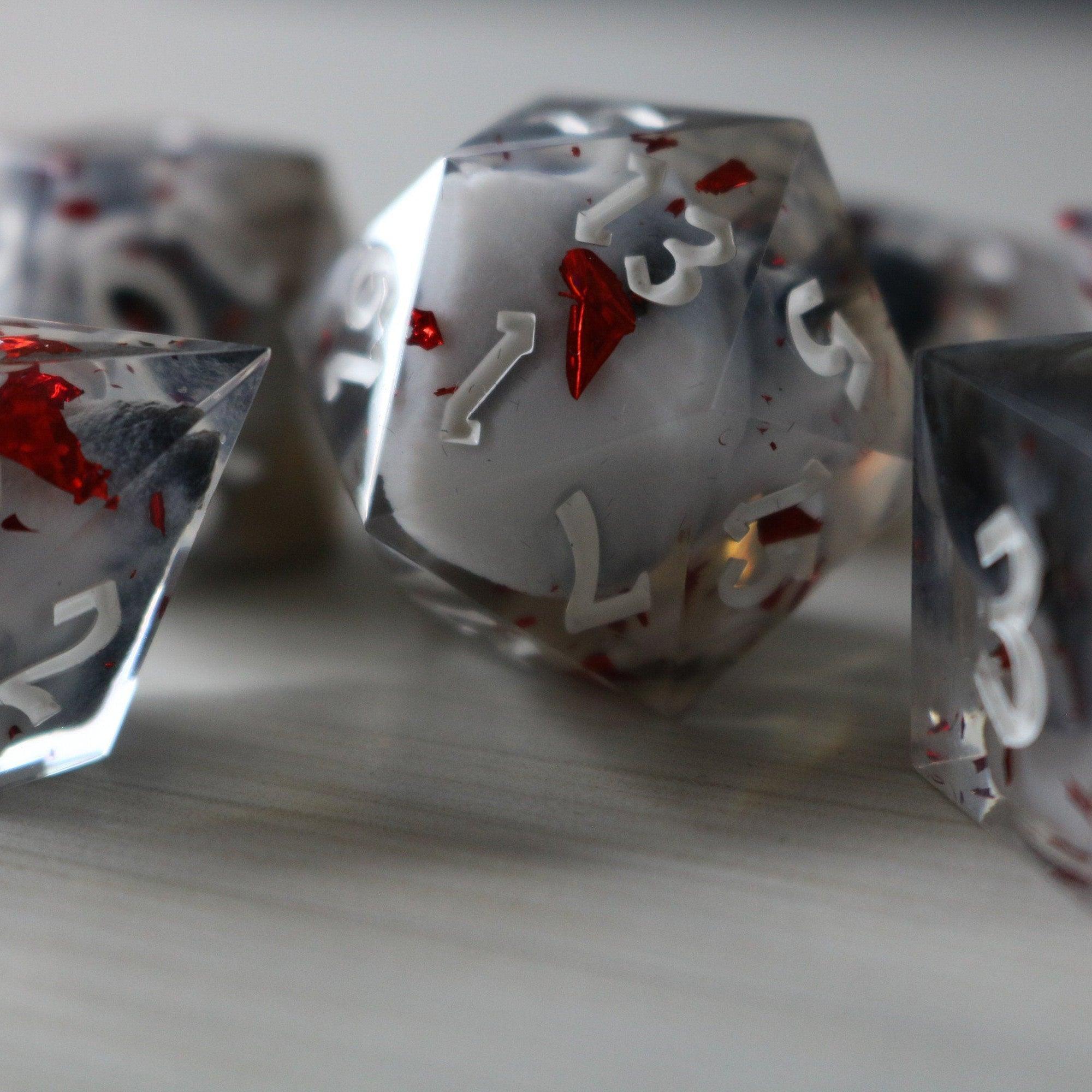 Smoke And Blood Handmade Resin DND Dice Set - The misfit market