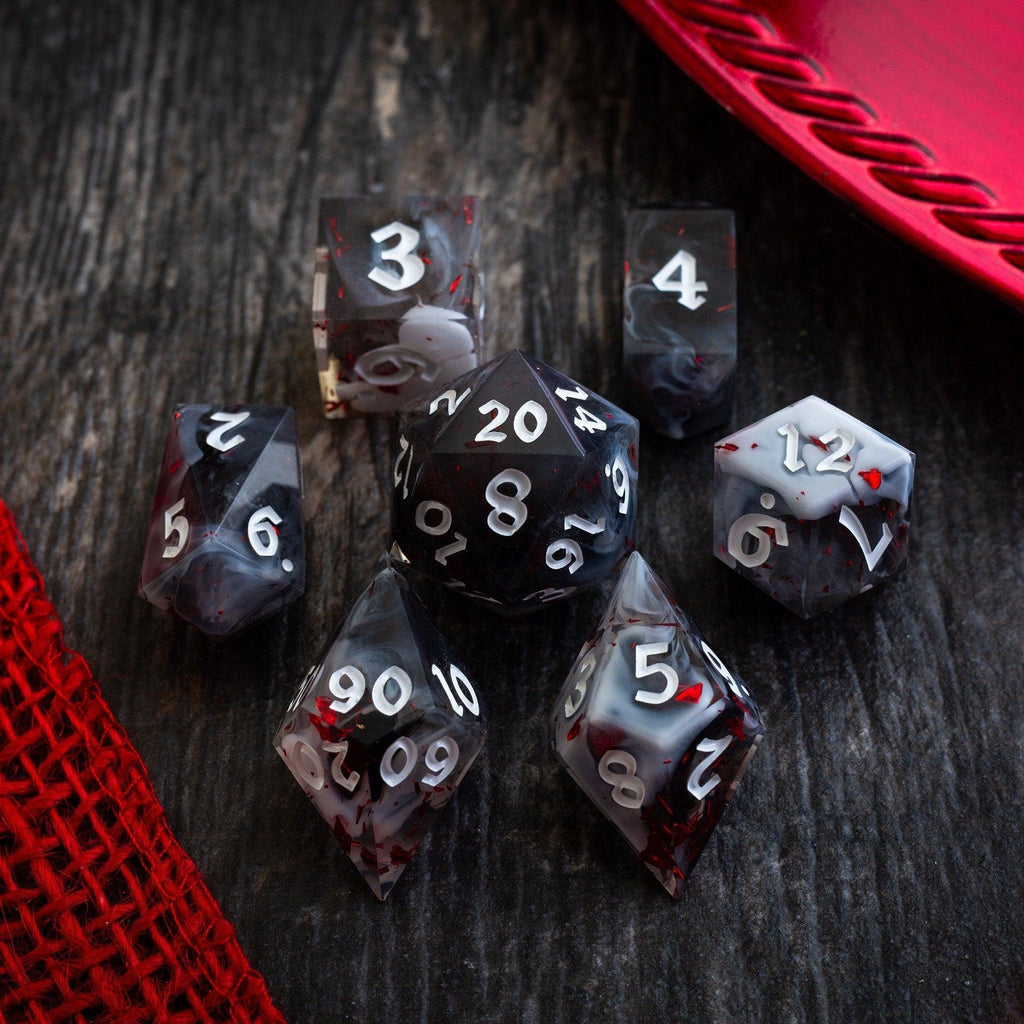 Smoke And Blood Handmade Resin DND Dice Set - The misfit market