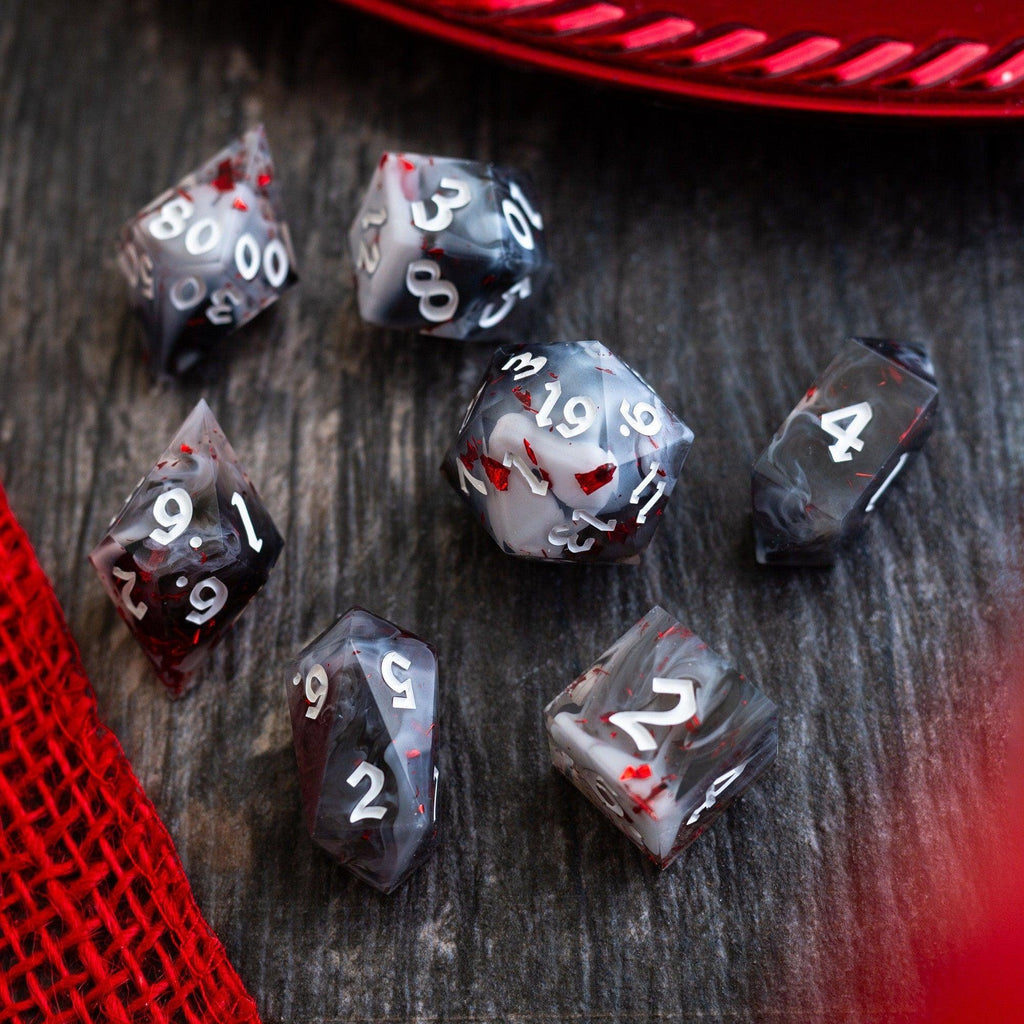 Smoke And Blood Handmade Resin DND Dice Set - The misfit market