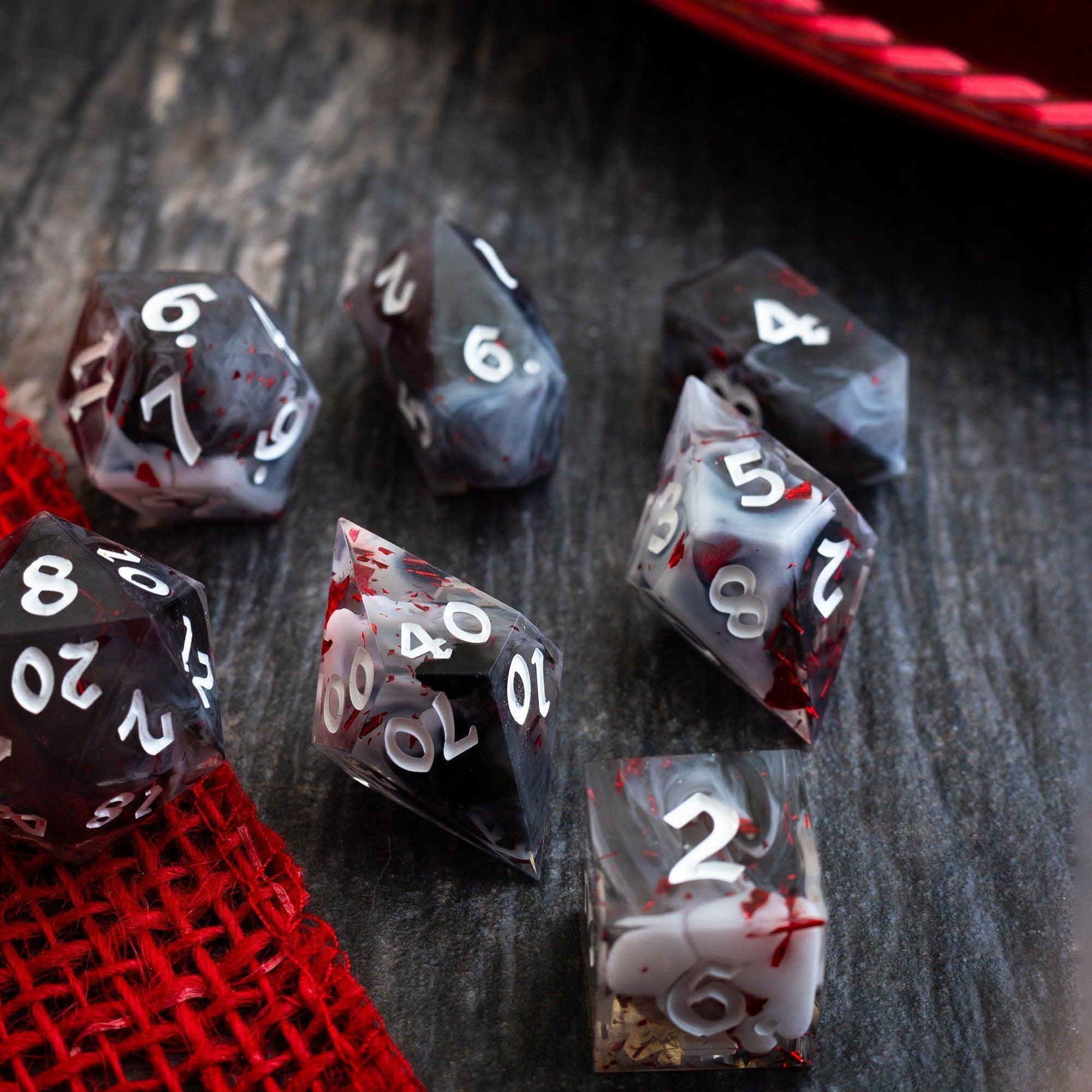 Smoke And Blood Handmade Resin DND Dice Set - The misfit market